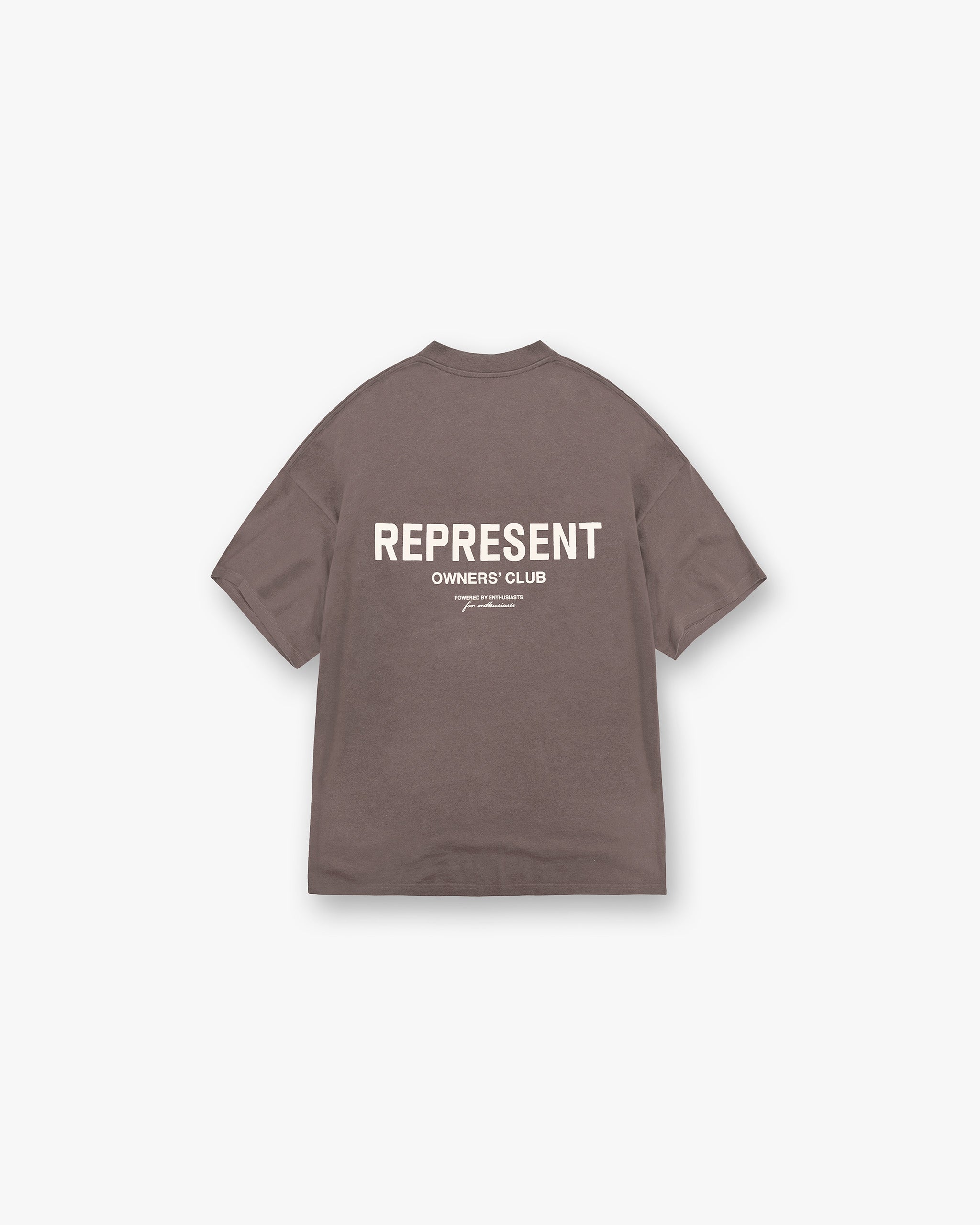 Front product image of a mens grey t-shirt on a plain white background | Represent Owners Club T-Shirt in Fog | Cotton t-shirt with oversized fit | Owners Club T-Shirts | Represent Clo