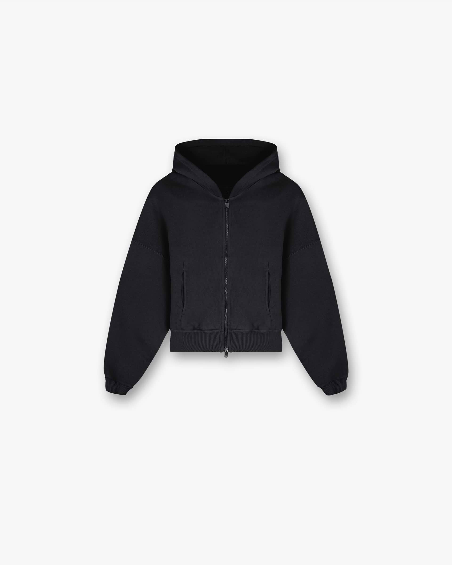 Initial Oversized Crop Hoodie - Verwaschenes Schwarz