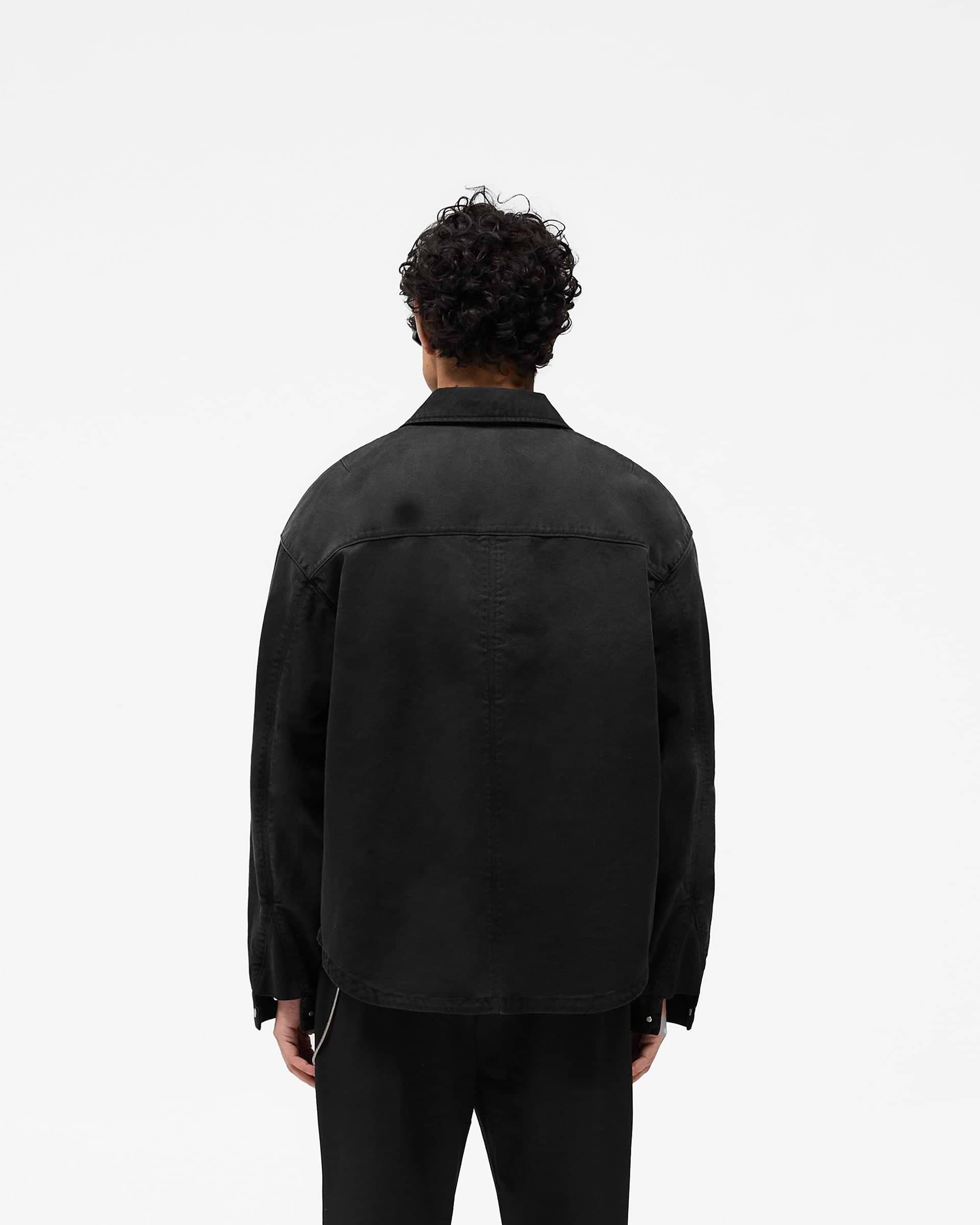 Cotton Zip Through Shirt - Schwarz