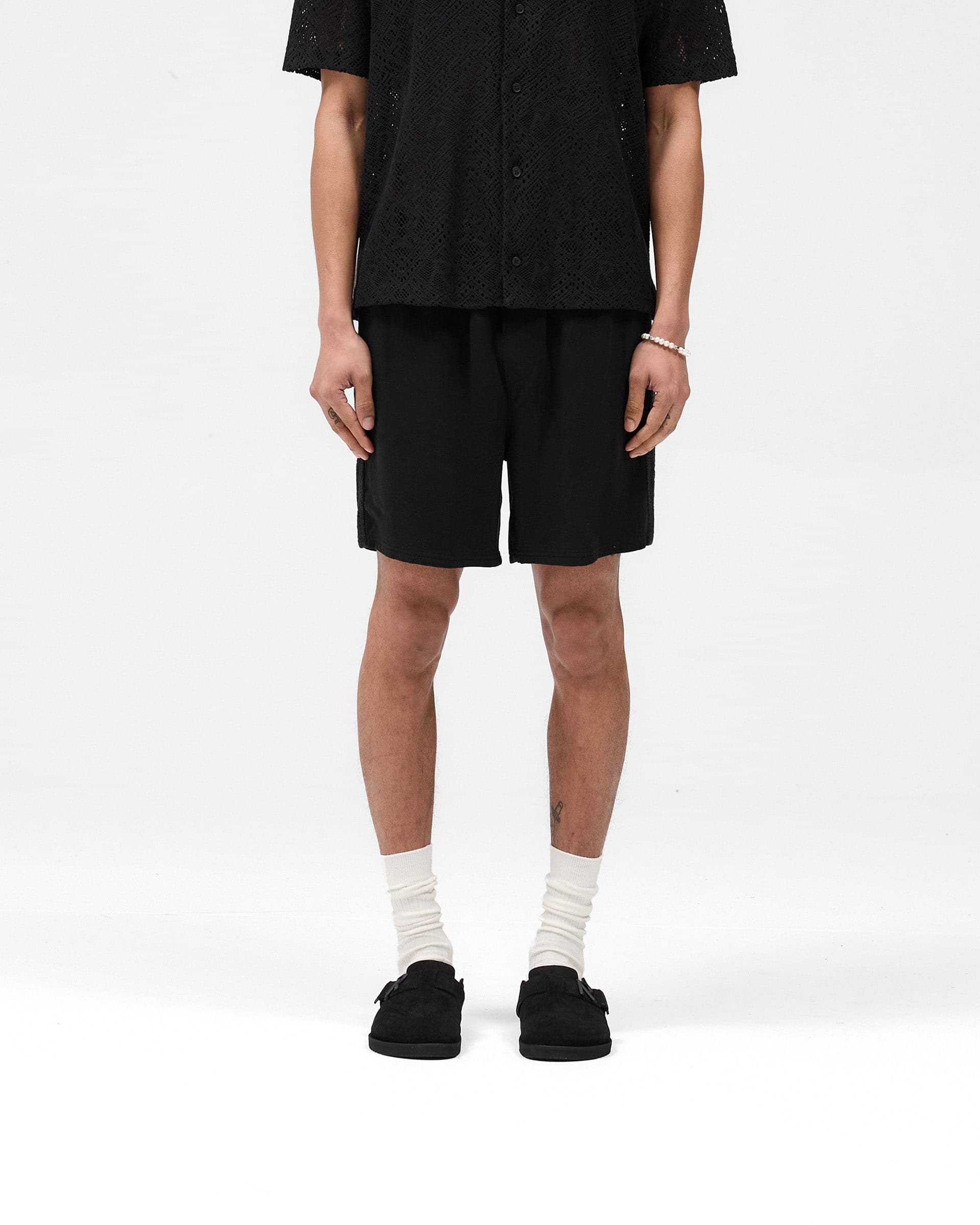 Knitted Panel Short - Schwarz
