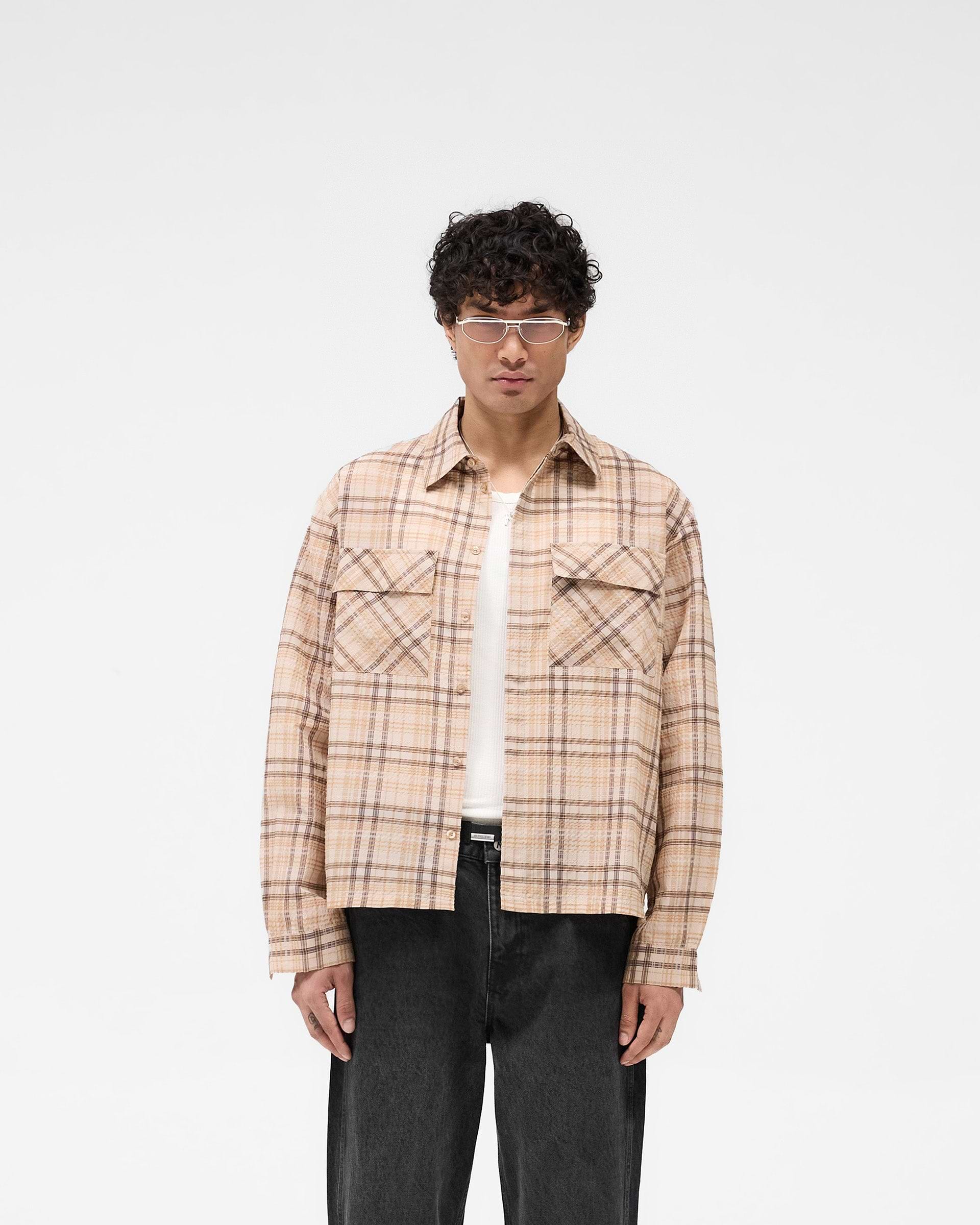 Sheer Flannel Shirt - Braun-Kariert
