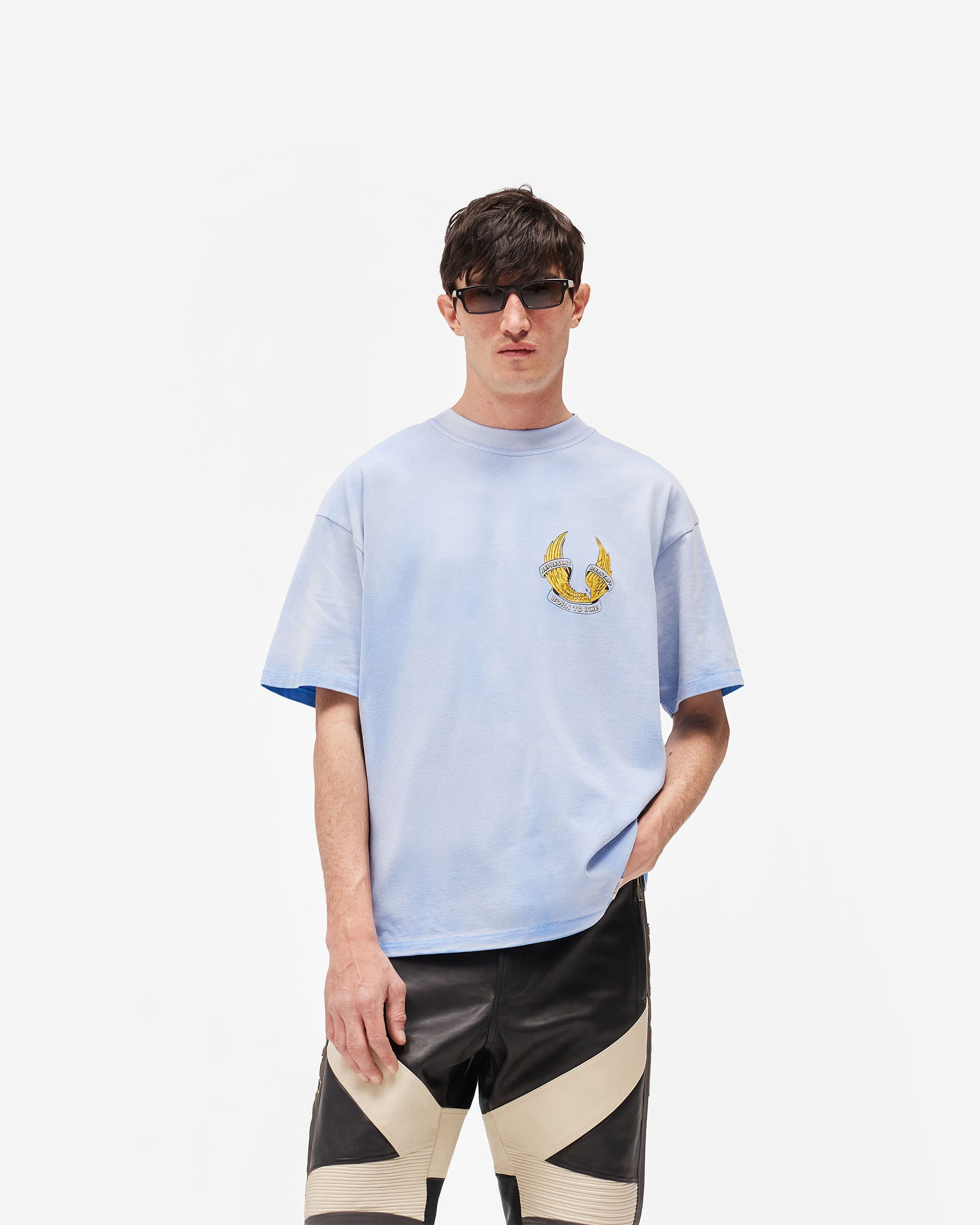 Represent X Belstaff Born To Bike T-Shirt - Mid Blue