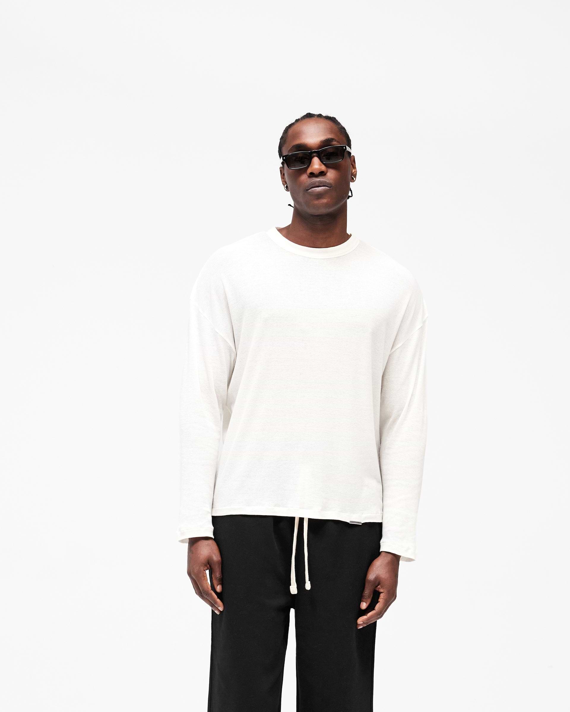 Initial Sheer Rib Long Sleeve T-Shirt - Flat White