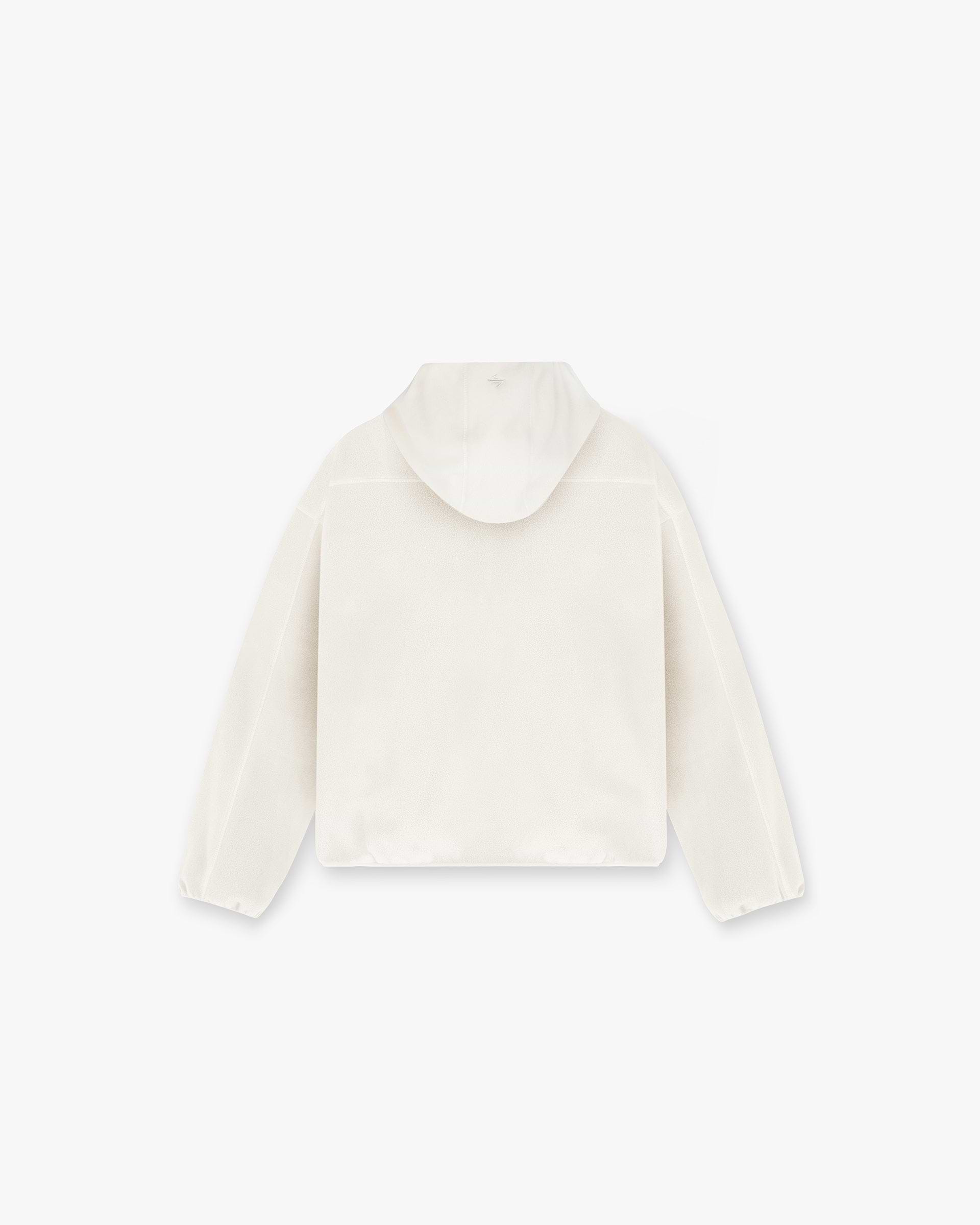 Back product image of a mens fleece hoodie in papyrus on a plain white background | 247 Fleece Hoodie in Papyrus | Oversized boxy fit fleece hoodie with high chin guard and zip pockets | 247 Hoodies | Represent Clo