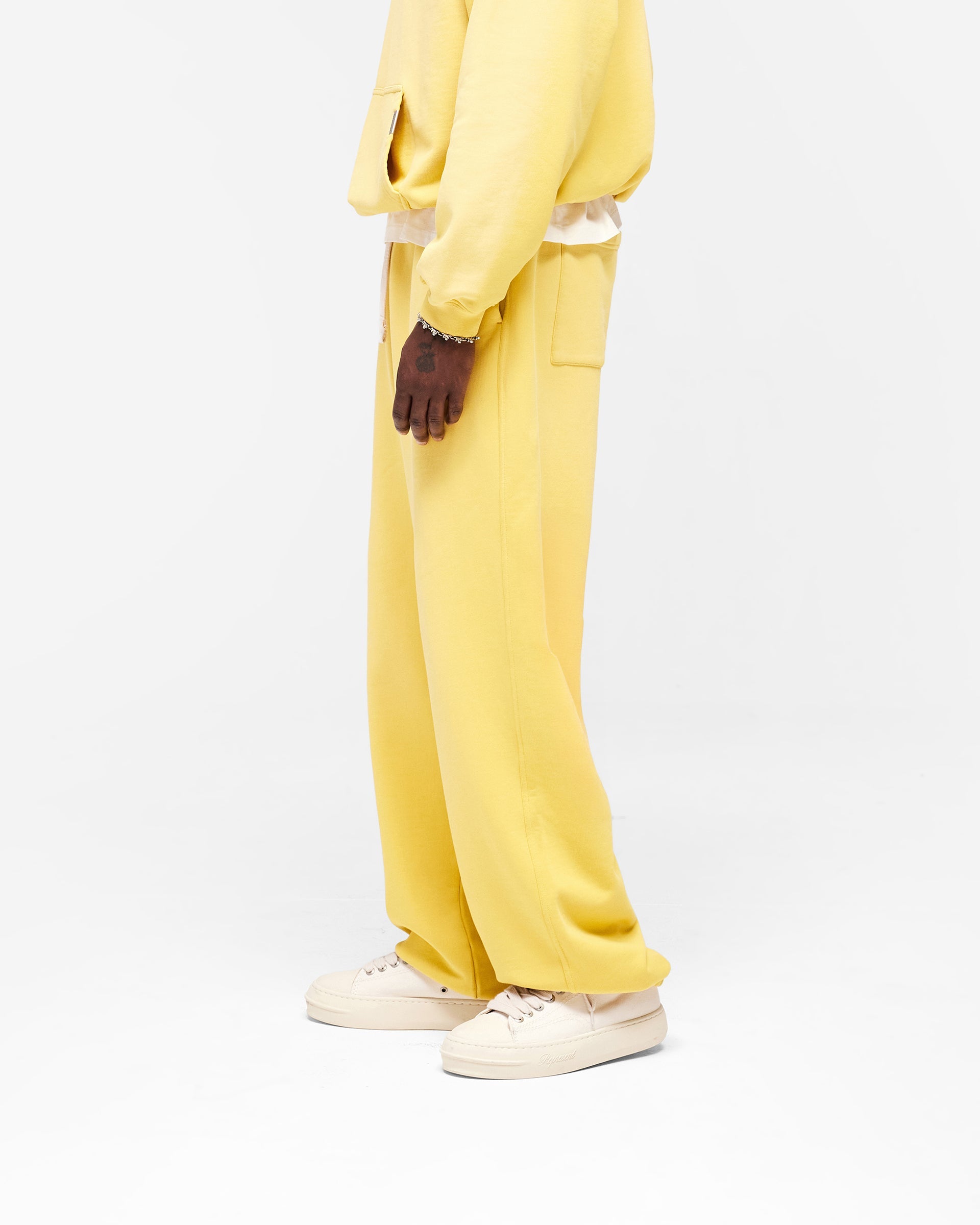 Initial Wide Leg Cuffed Sweatpant - Canary Yellow