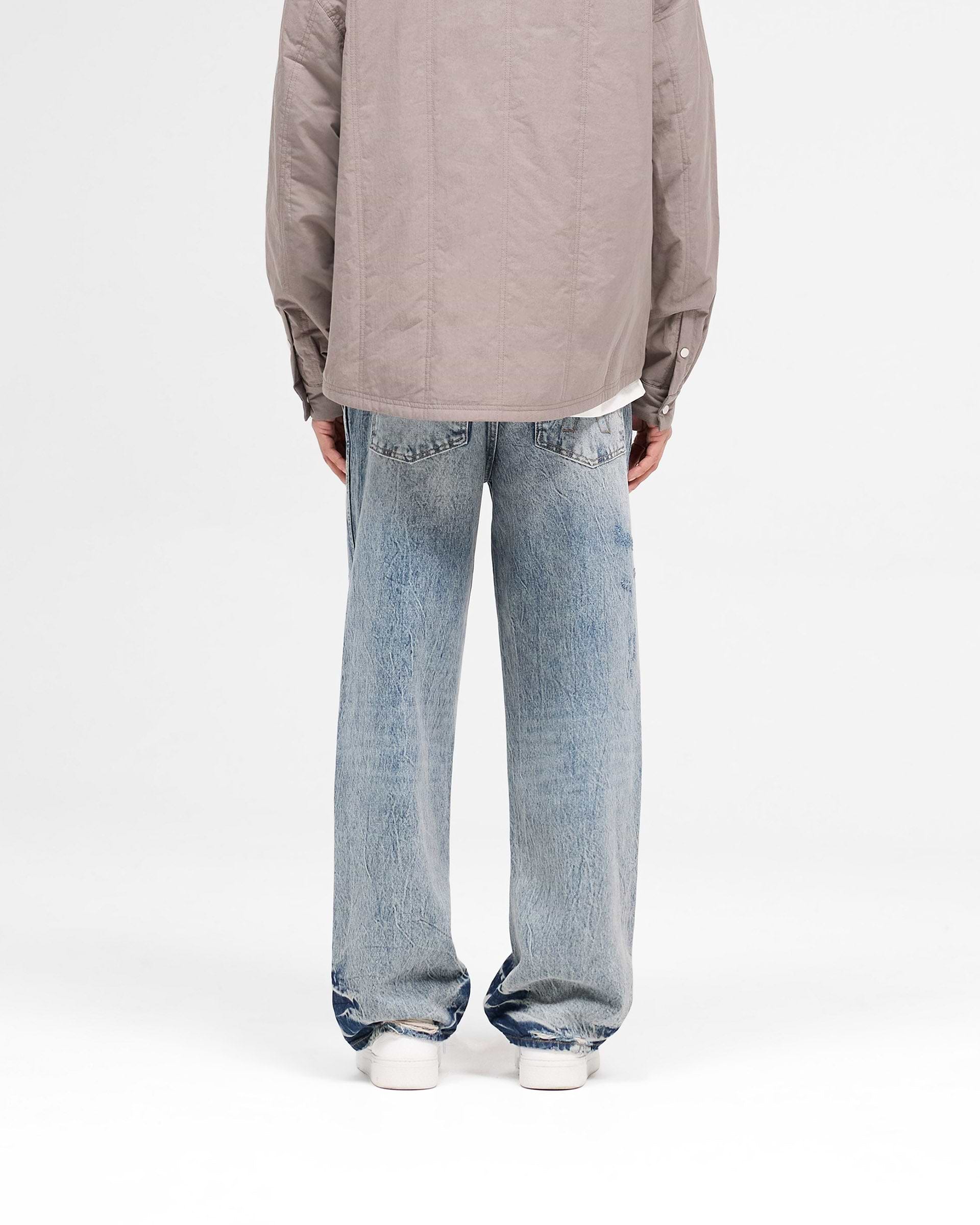 R3 Distressed Baggy Denim - Blau Creme
