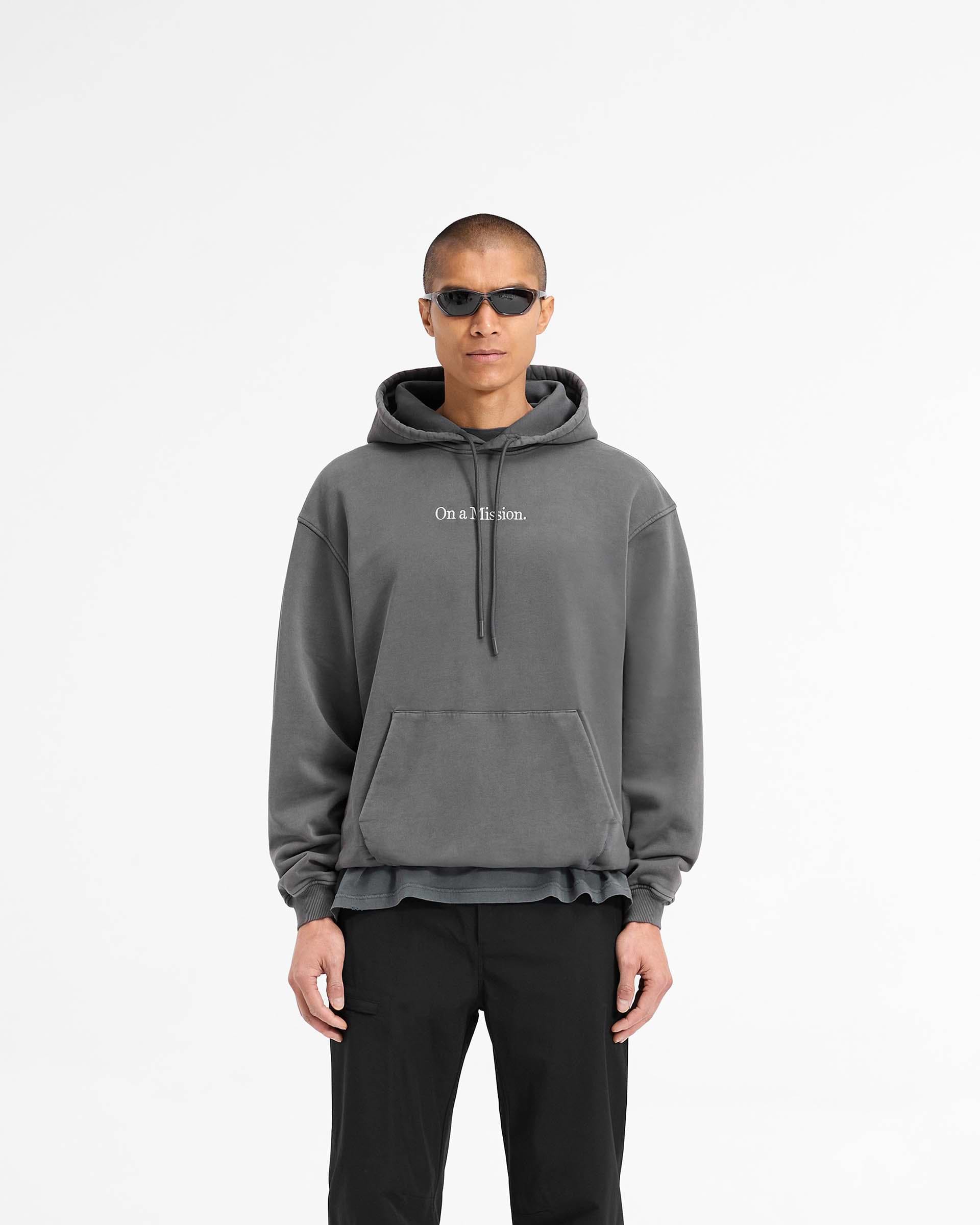 247 On A Mission Hoodie - Verwaschenes Schwarz