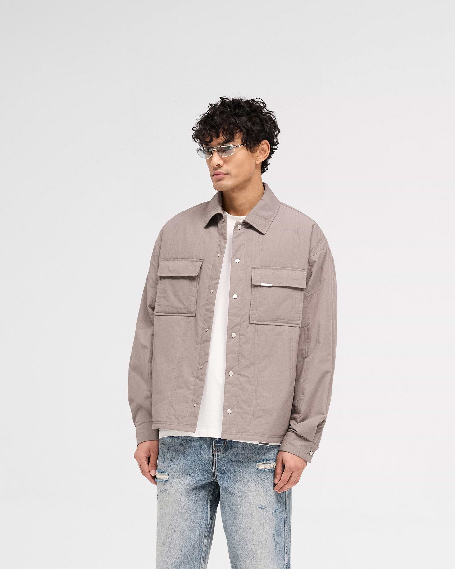 Quilted Overshirt - Mittelgrau