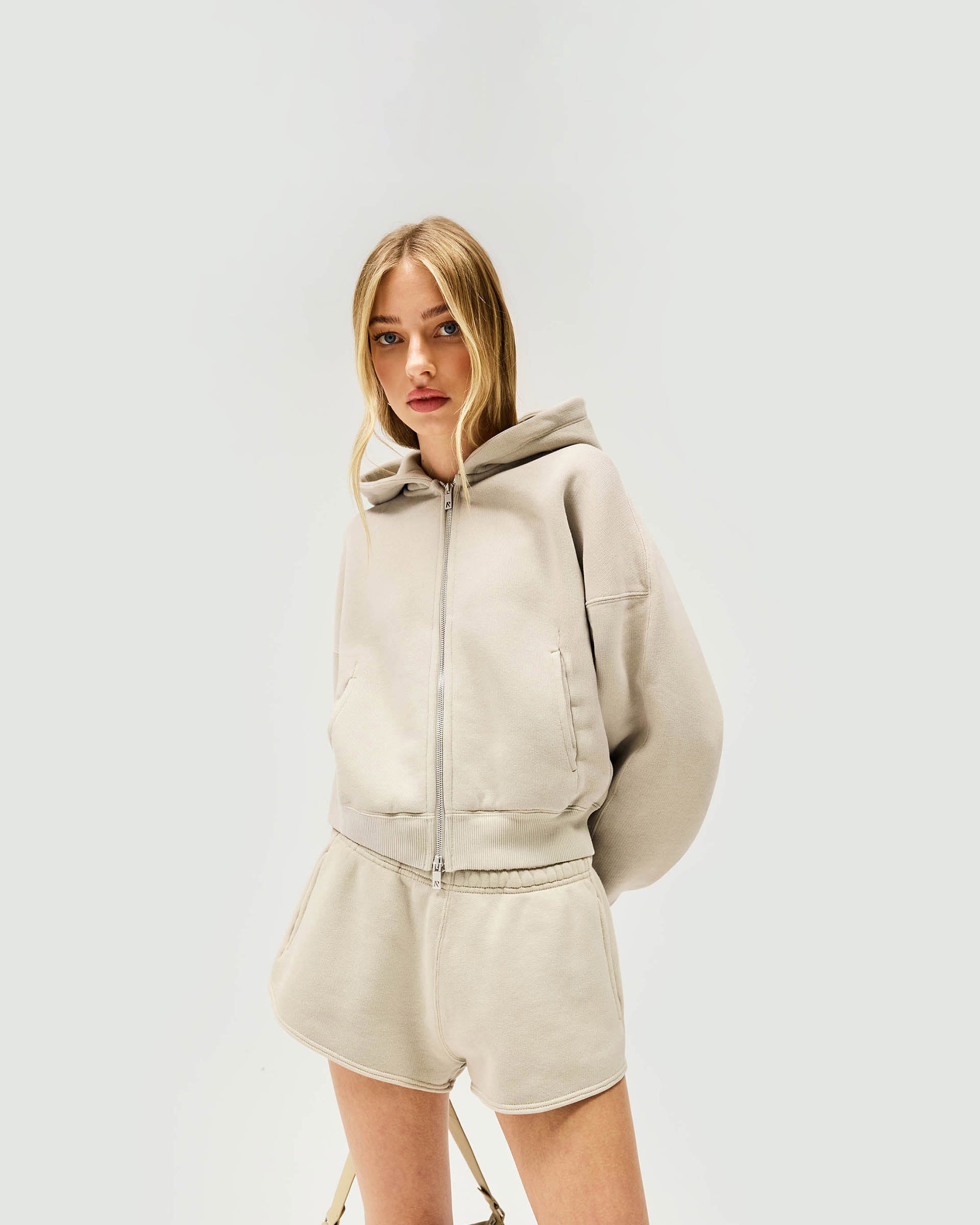 Initial Oversized Crop Hoodie - Sturm