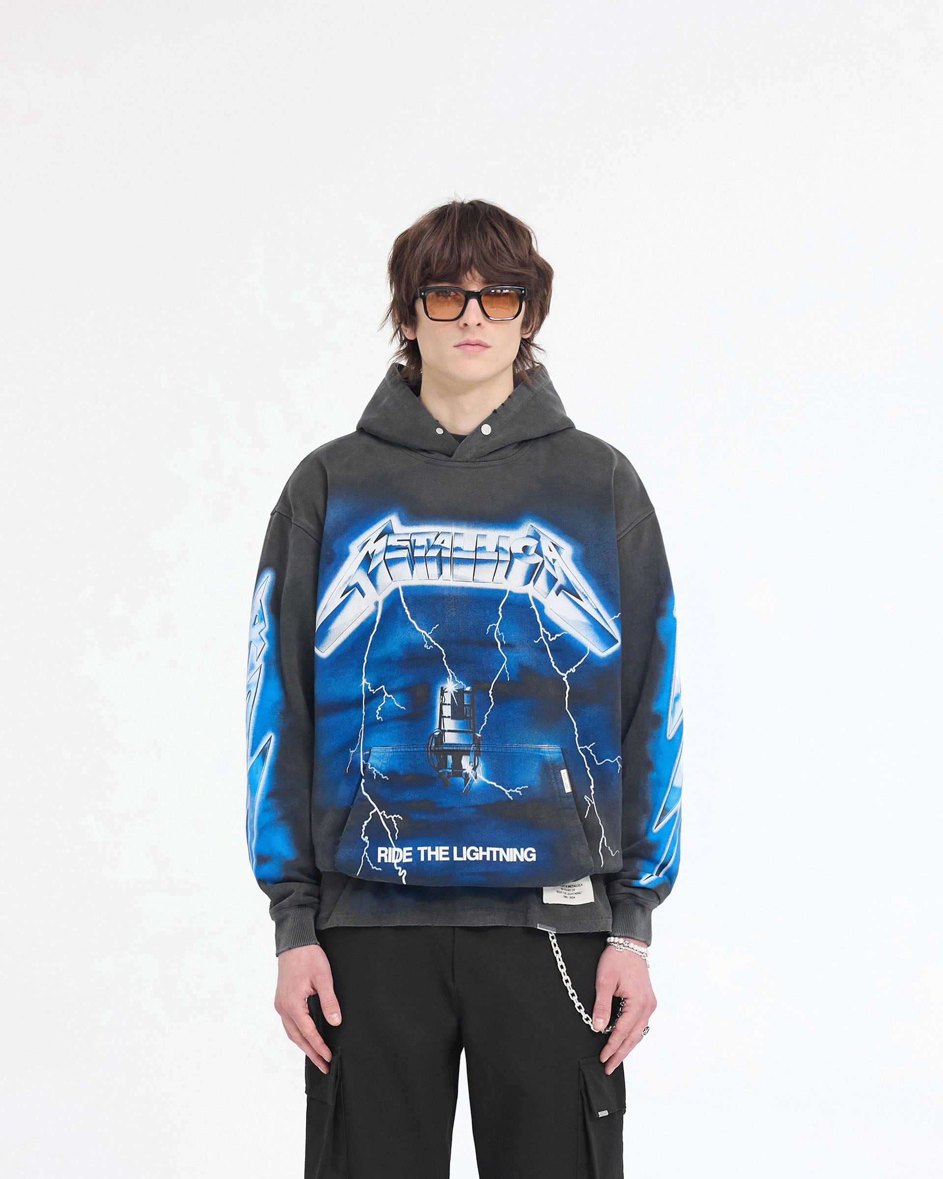 Represent X Metallica Ride The Lightning Hoodie - Vintage-Grau