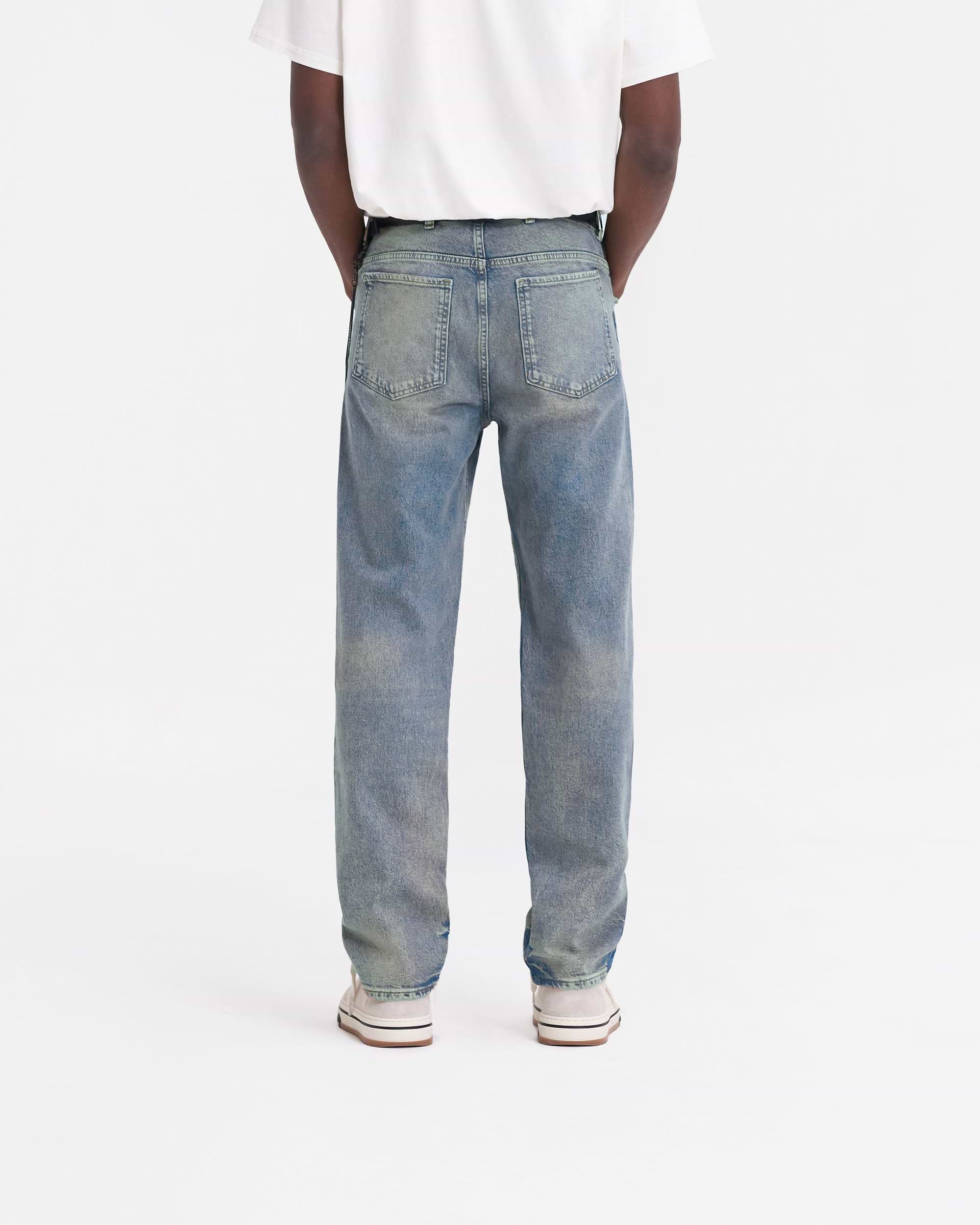 R2 Straight Leg Denim | Blue Cream Denim FW23 | Represent Clo
