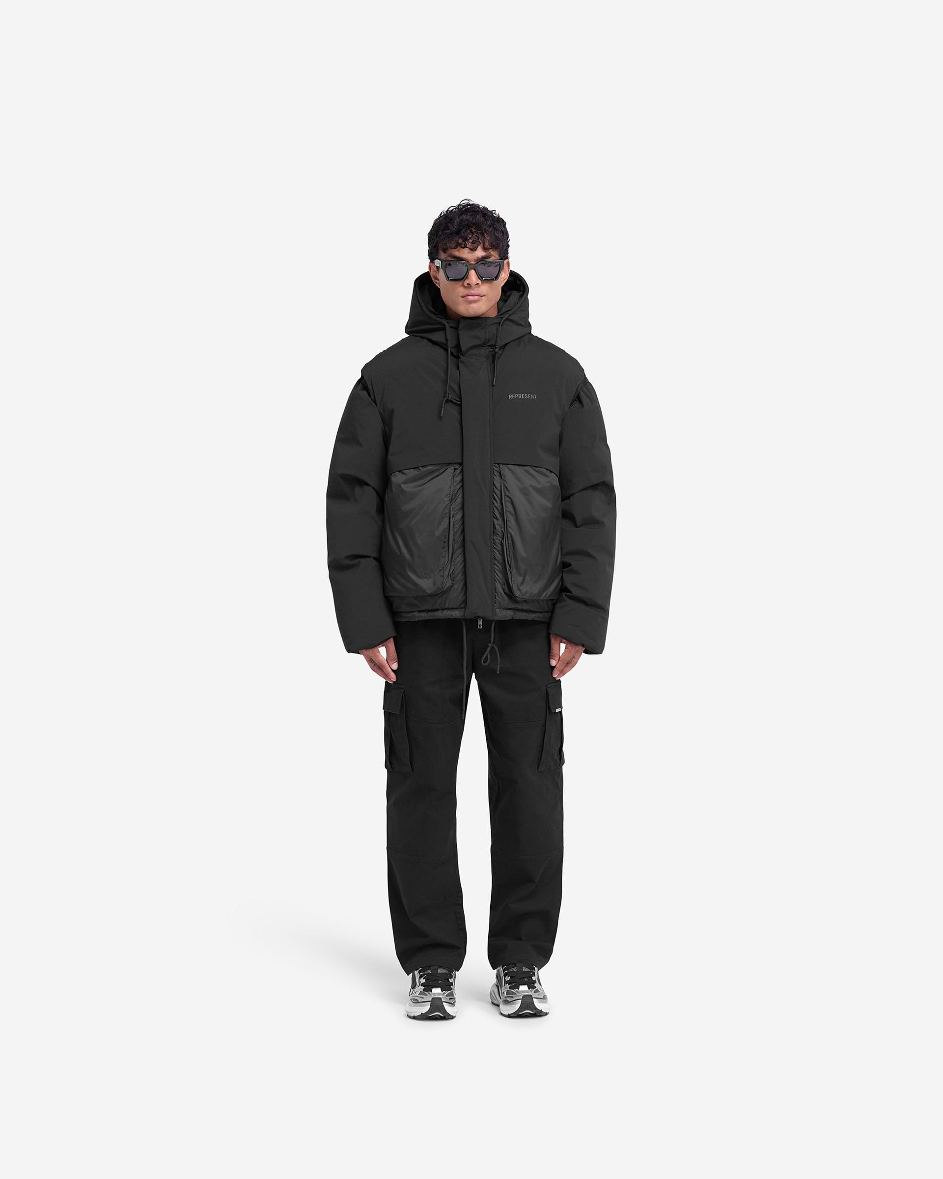 Layered Hooded Puffer - Negro Azabache