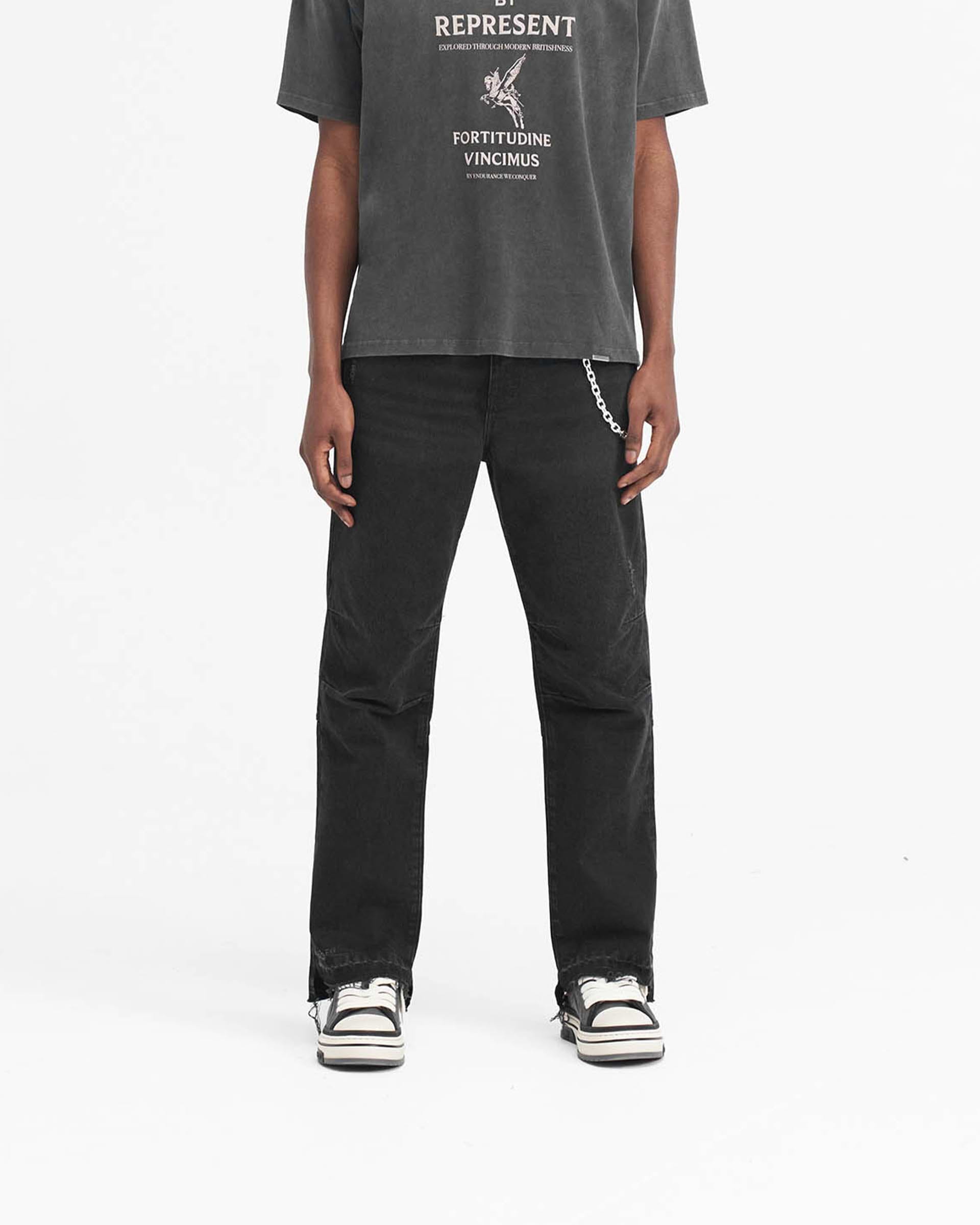 R2 Stepped Hem Denim - Negro Apagado