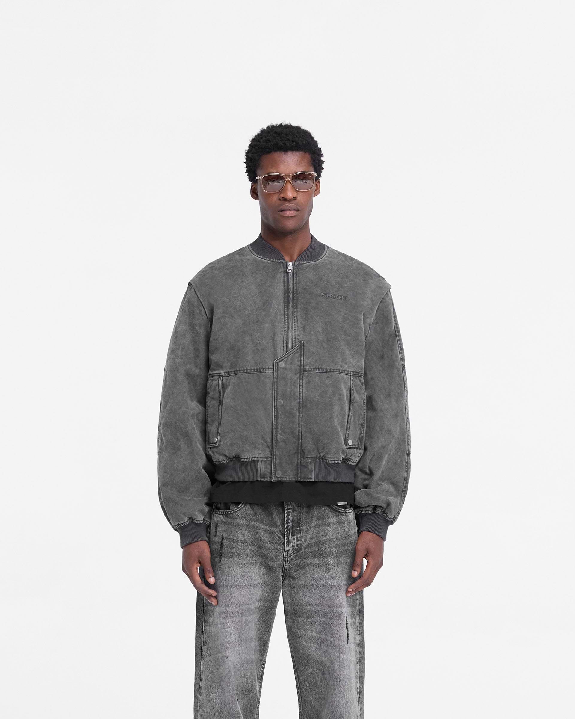 Inset Sleeve Bomber - Negro Teñido