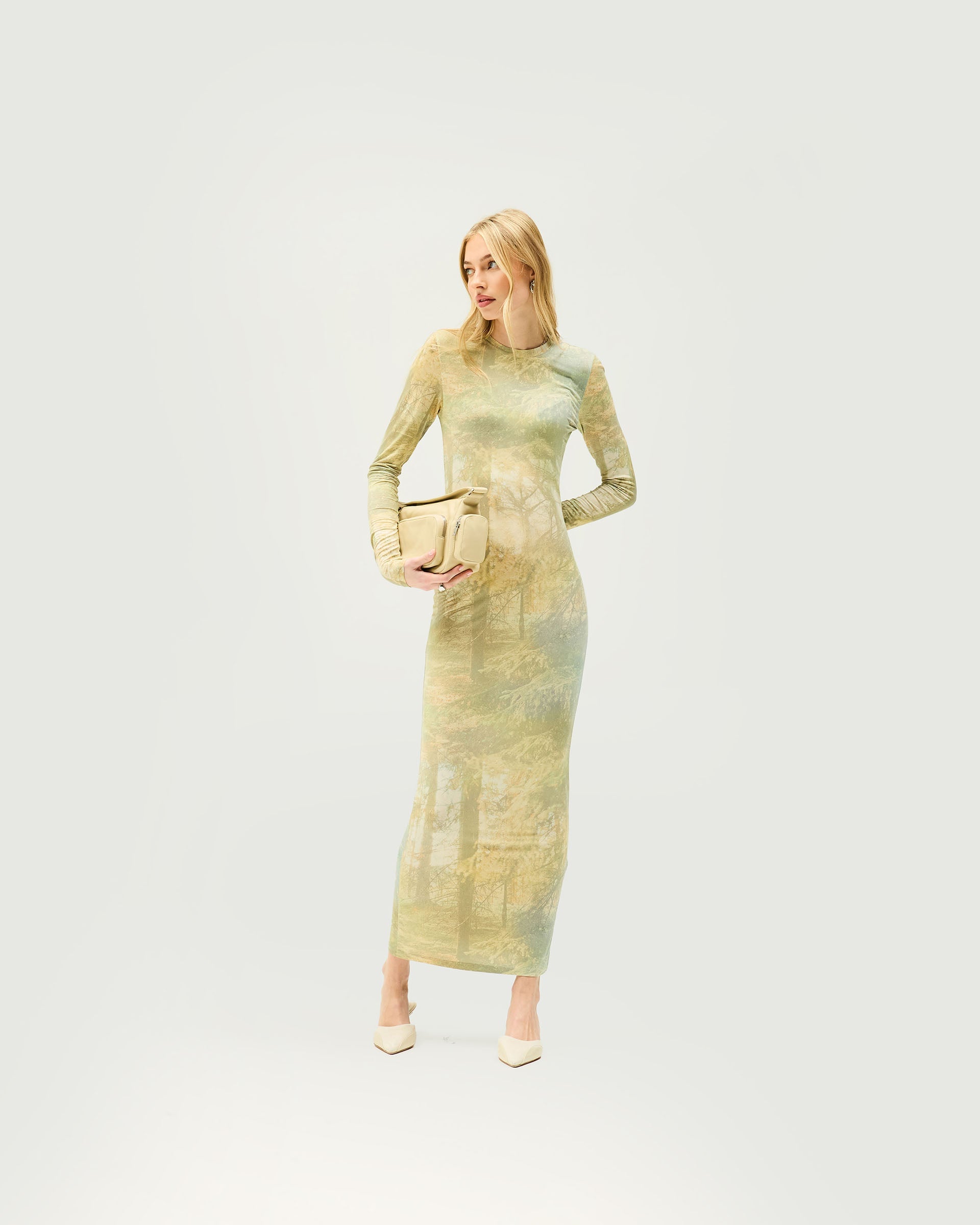 Shadow Midi Dress - Forest Print