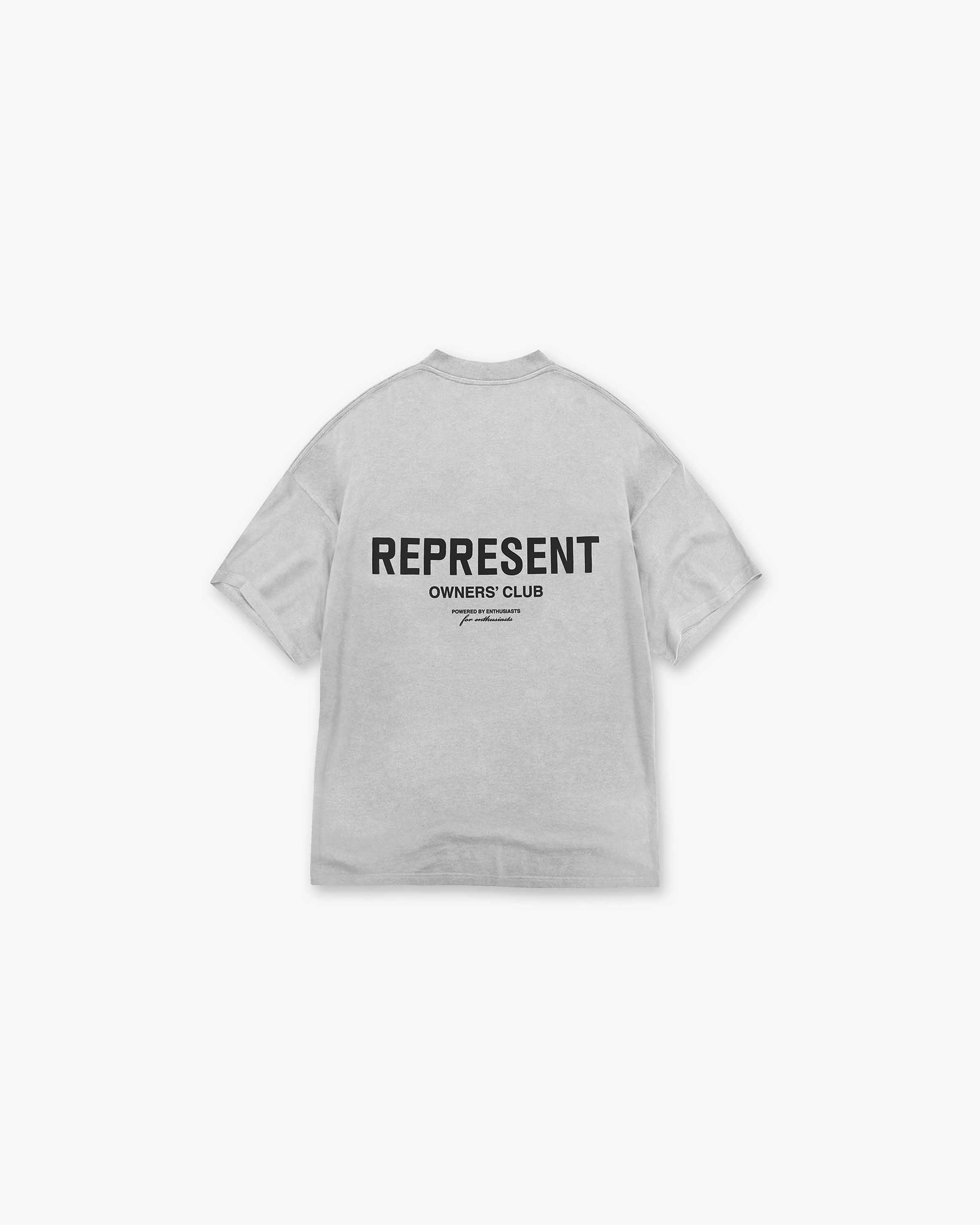 Front product image of a mens grey t-shirt on a plain white background | Represent Owners Club T-Shirt in Ash Grey | Classic fit t-shirt | Owners Club T-Shirts | Represent Clo