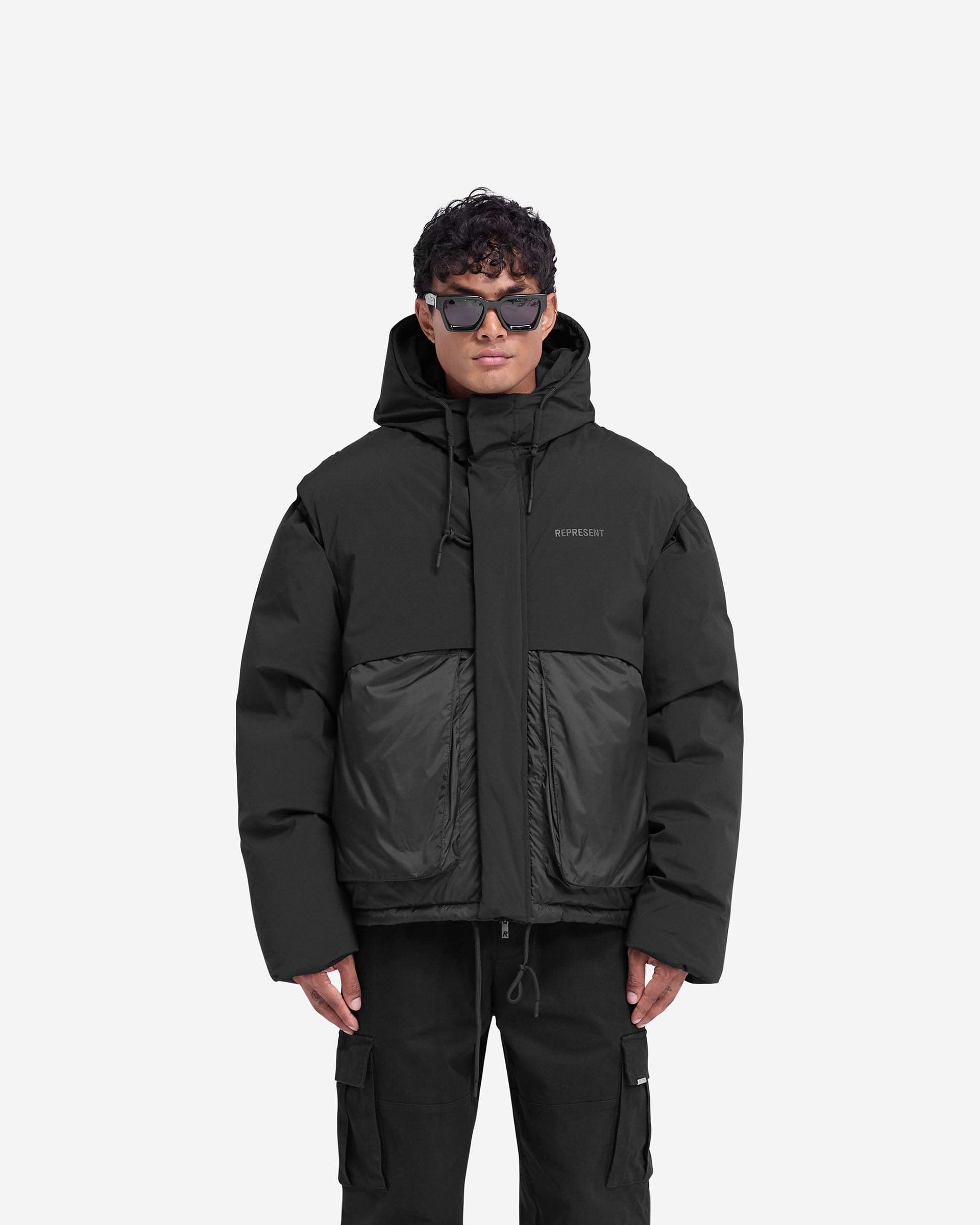 Layered Hooded Puffer - Negro Azabache