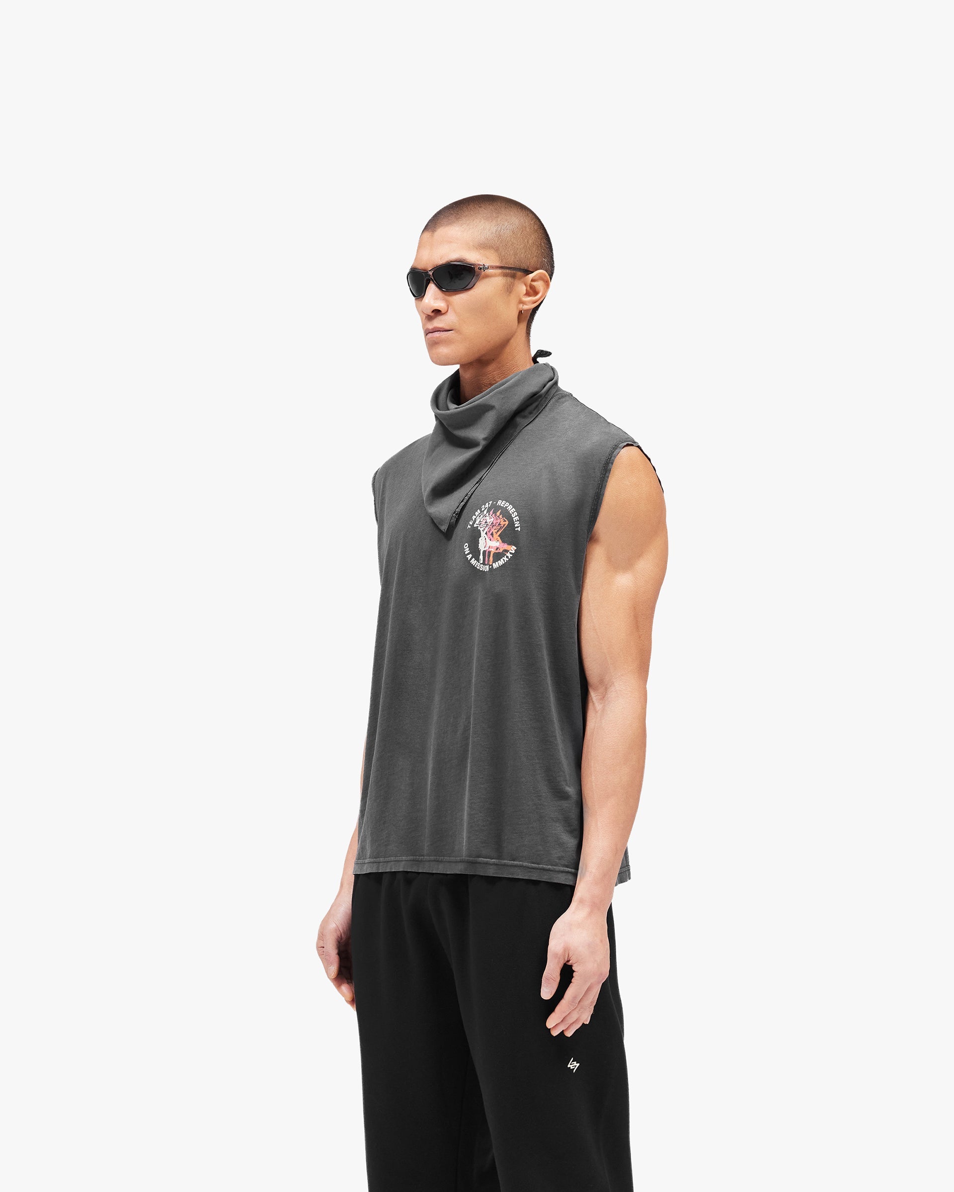 247 Torch Boxy Tank - Washed Black