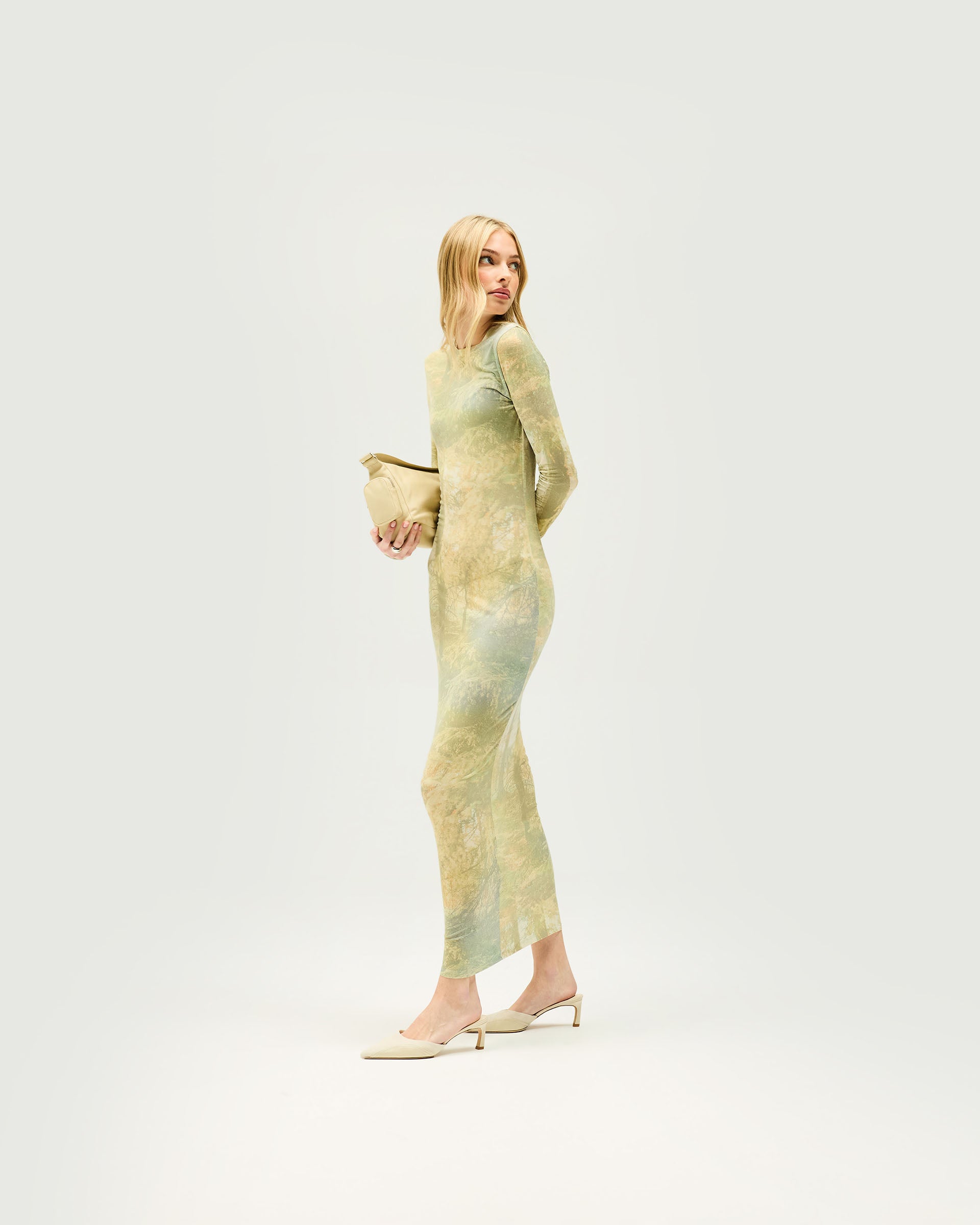 Shadow Midi Dress - Forest Print
