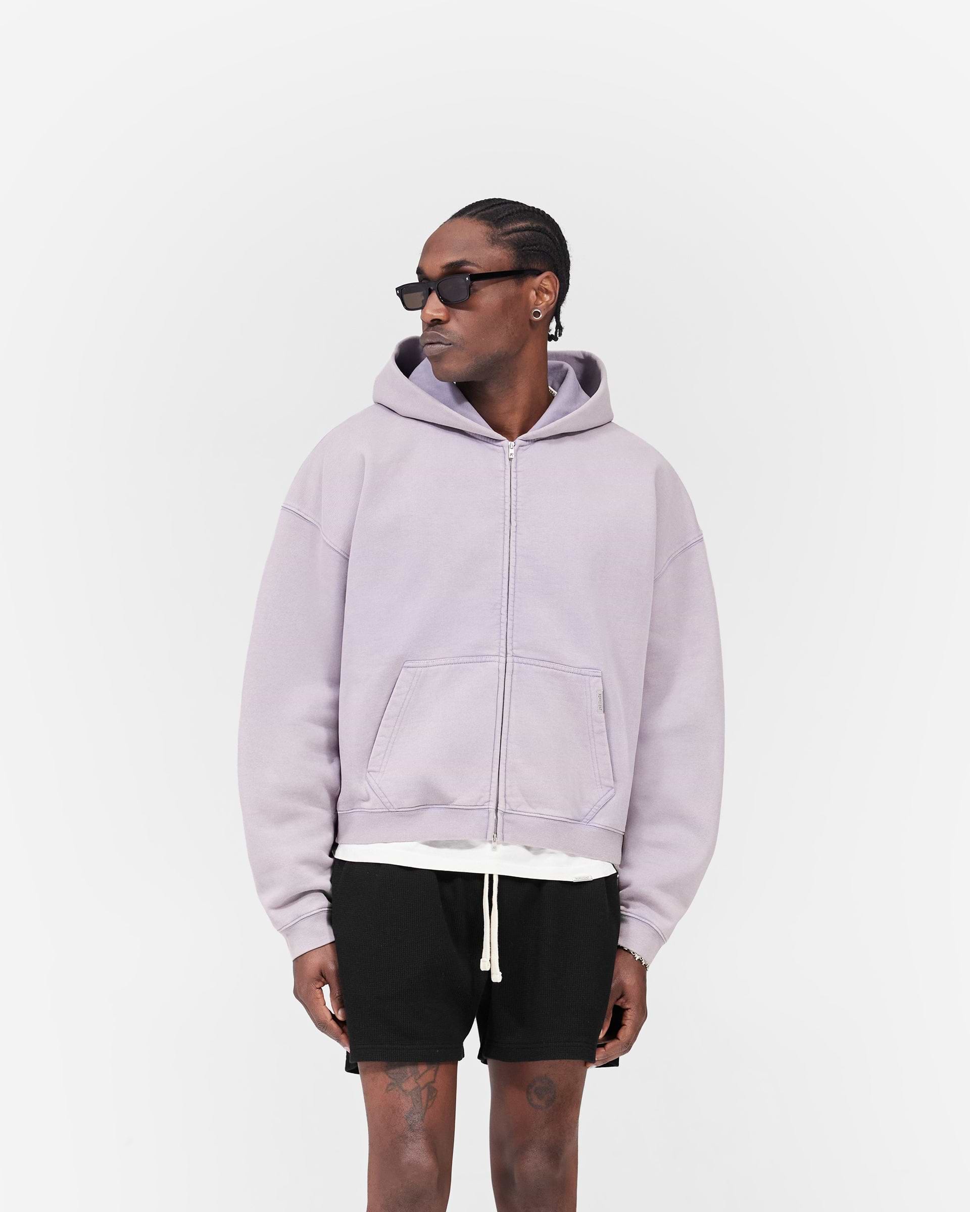 Initial Boxy Zip Through Hoodie - Mist