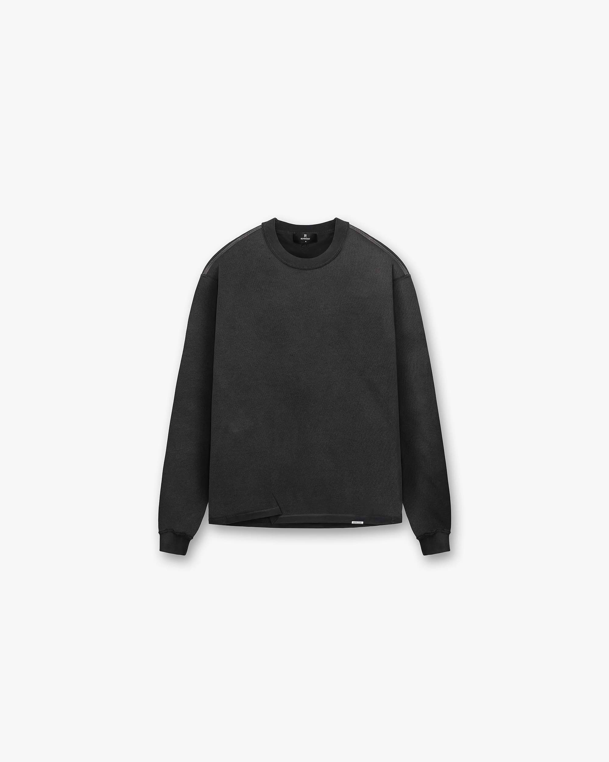T-Shirt épais à manches longues avec initiale - Noir teinté