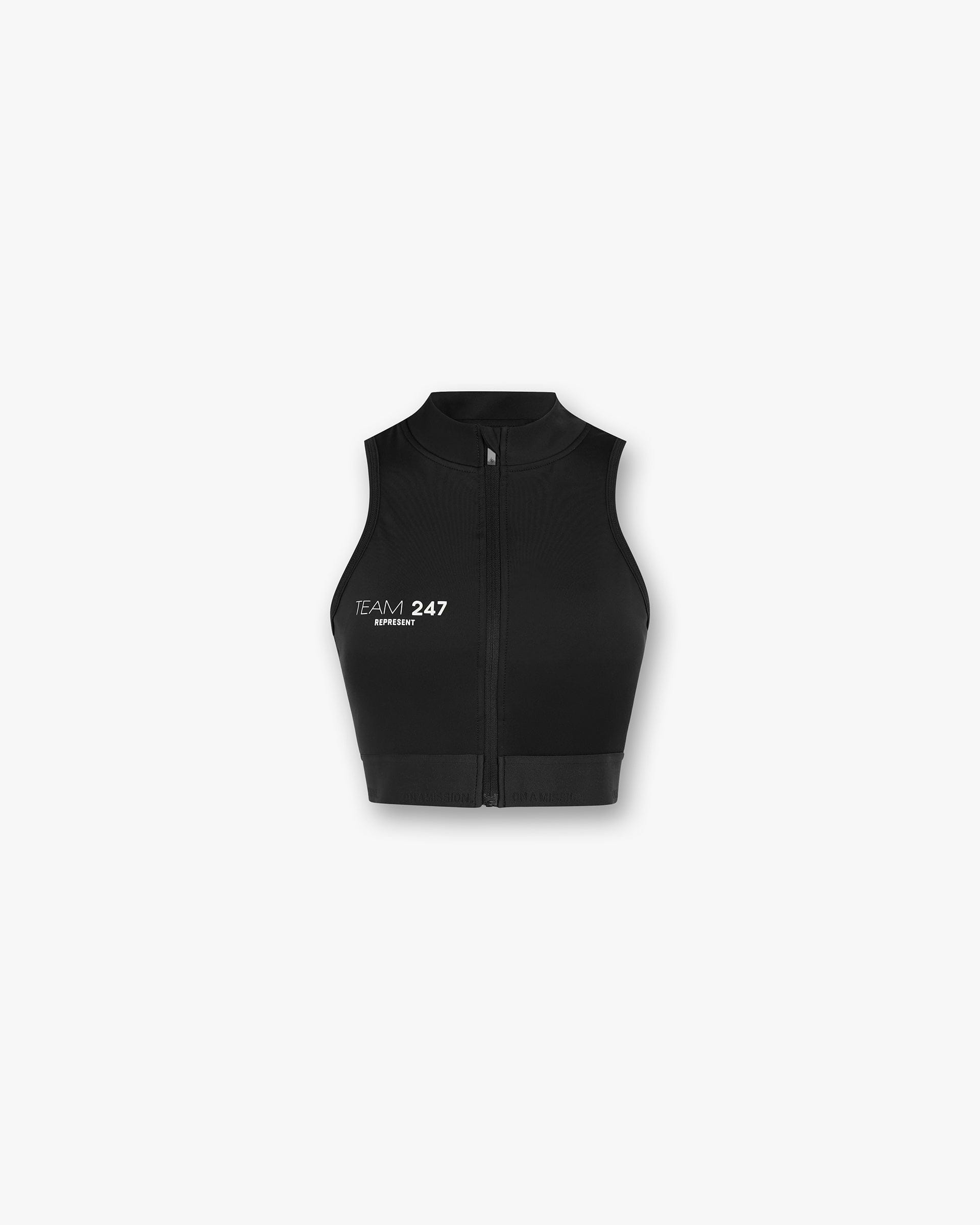 247 Zip Front Performance Crop - Schwarz