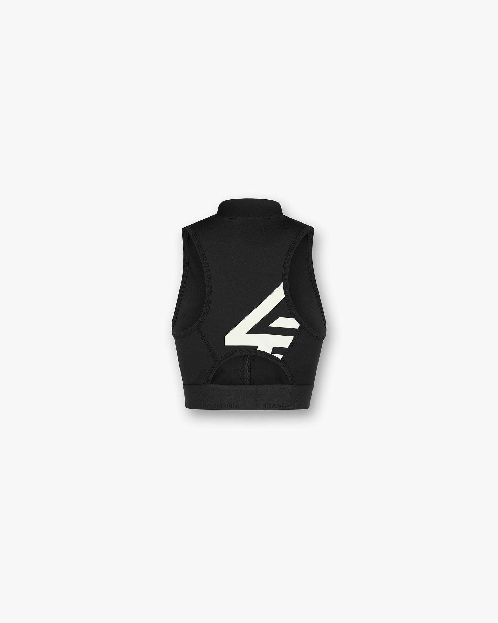 247 Zip Front Performance Crop - Schwarz