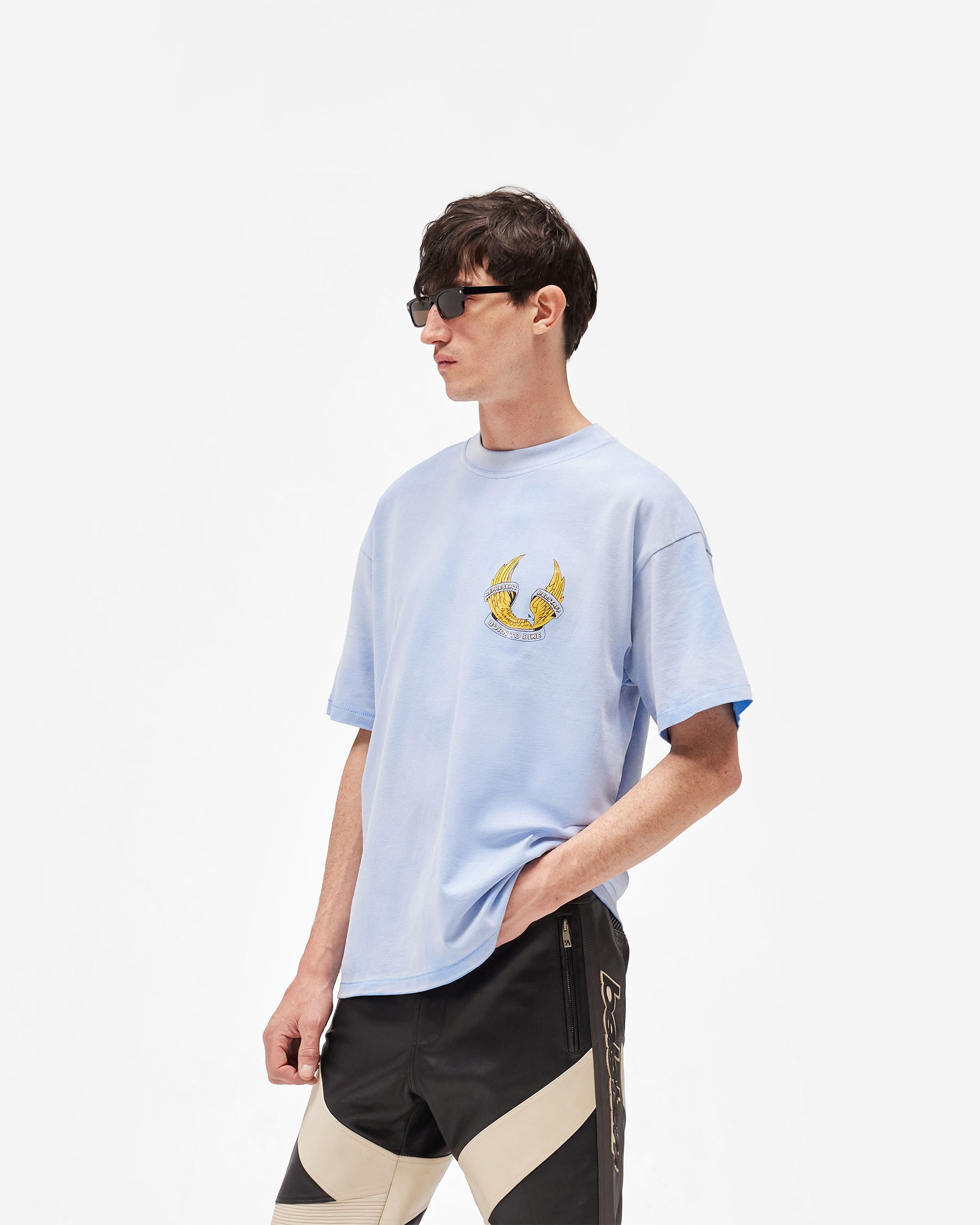 Represent X Belstaff Born To Bike T-Shirt - Mid Blue