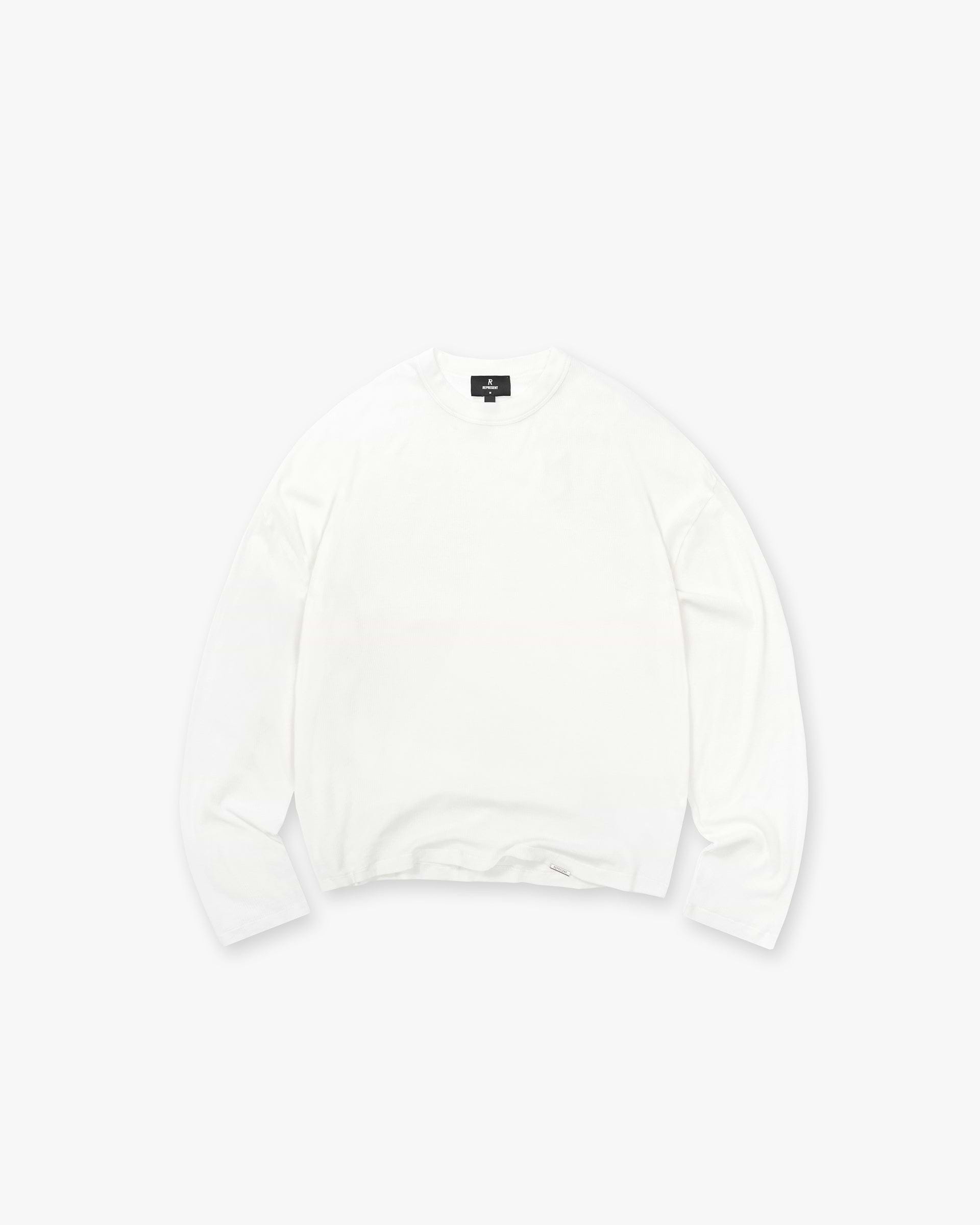 Initial Sheer Rib Long Sleeve T-Shirt - Flat White