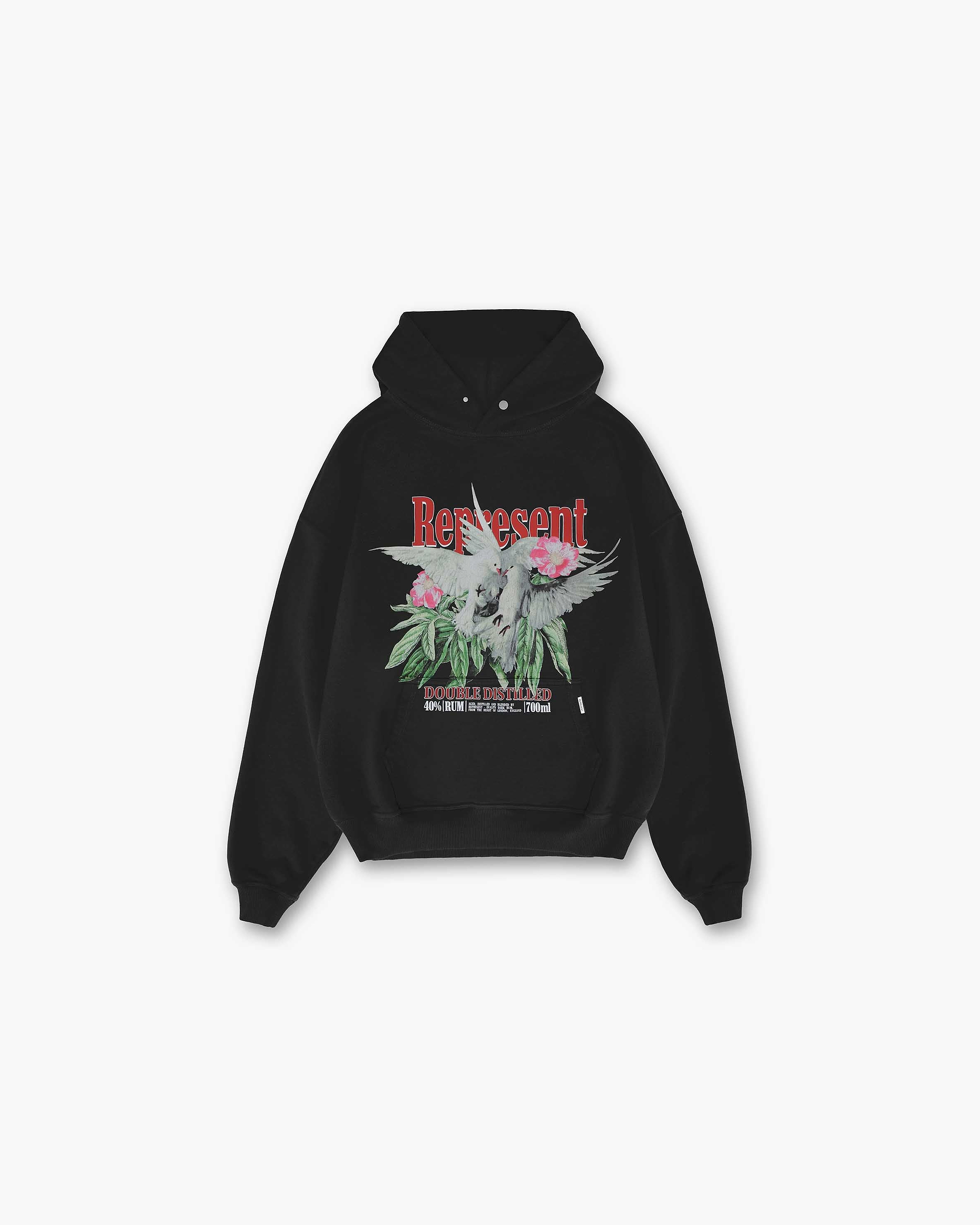 Double Distilled Hoodie | Off Black Hoodies SS23 | Represent Clo
