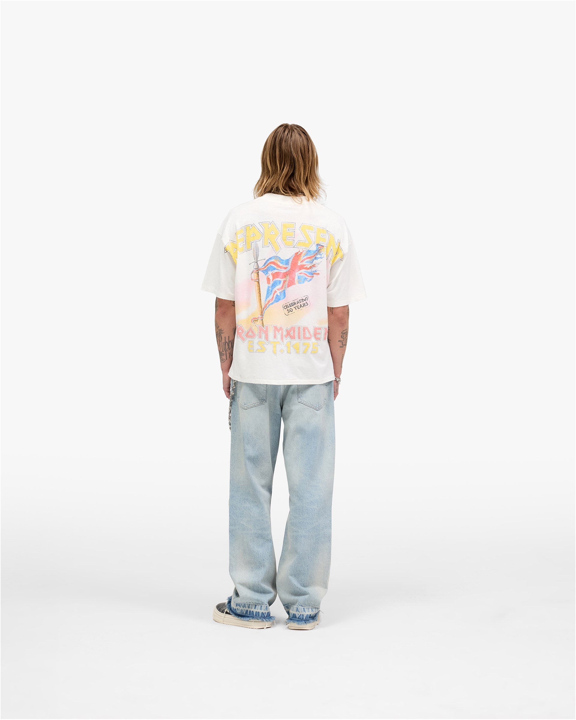 Represent X Iron Maiden Steed T-Shirt - Flat White