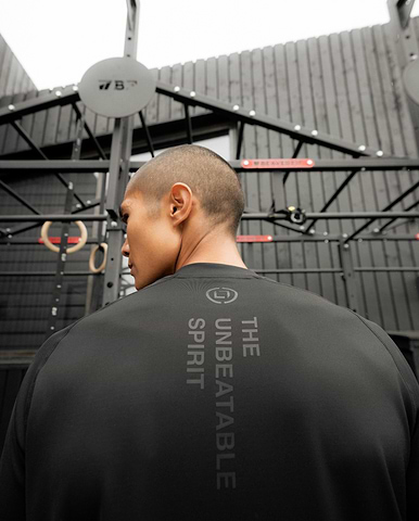 black oversized gym top