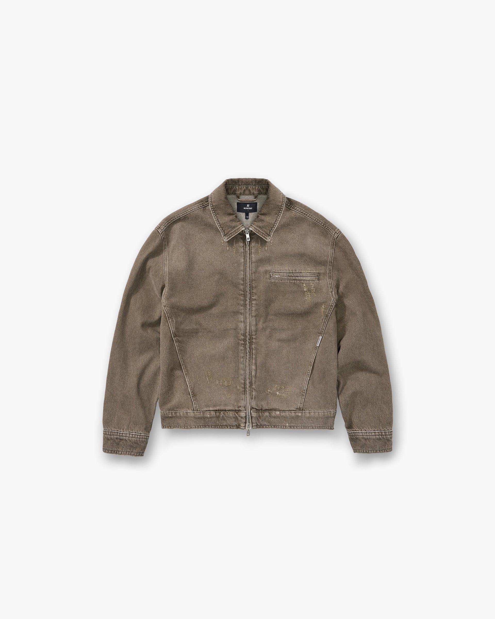 Collared Denim Jacket - Washed Olive