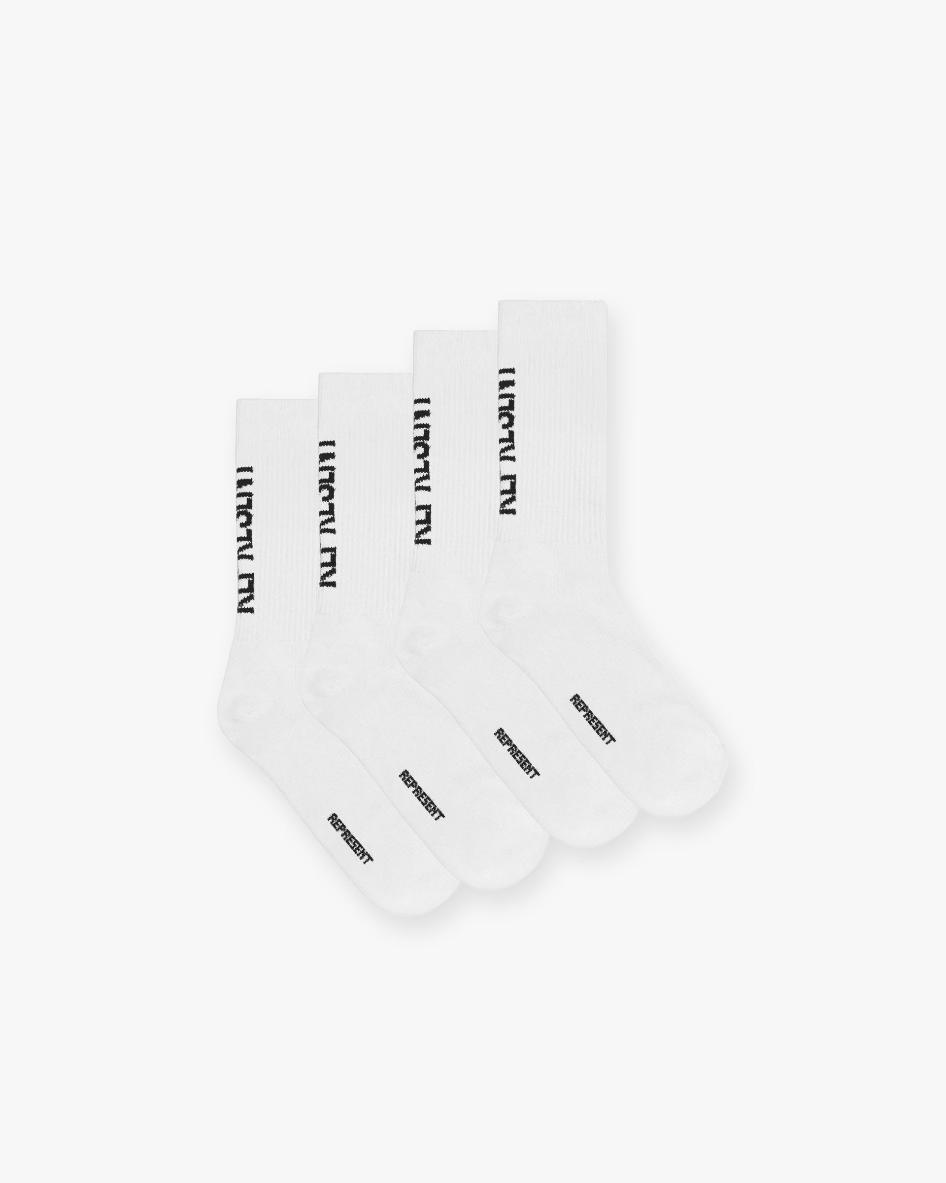 Represent Logo Socks 2 Pack - Flat White Black