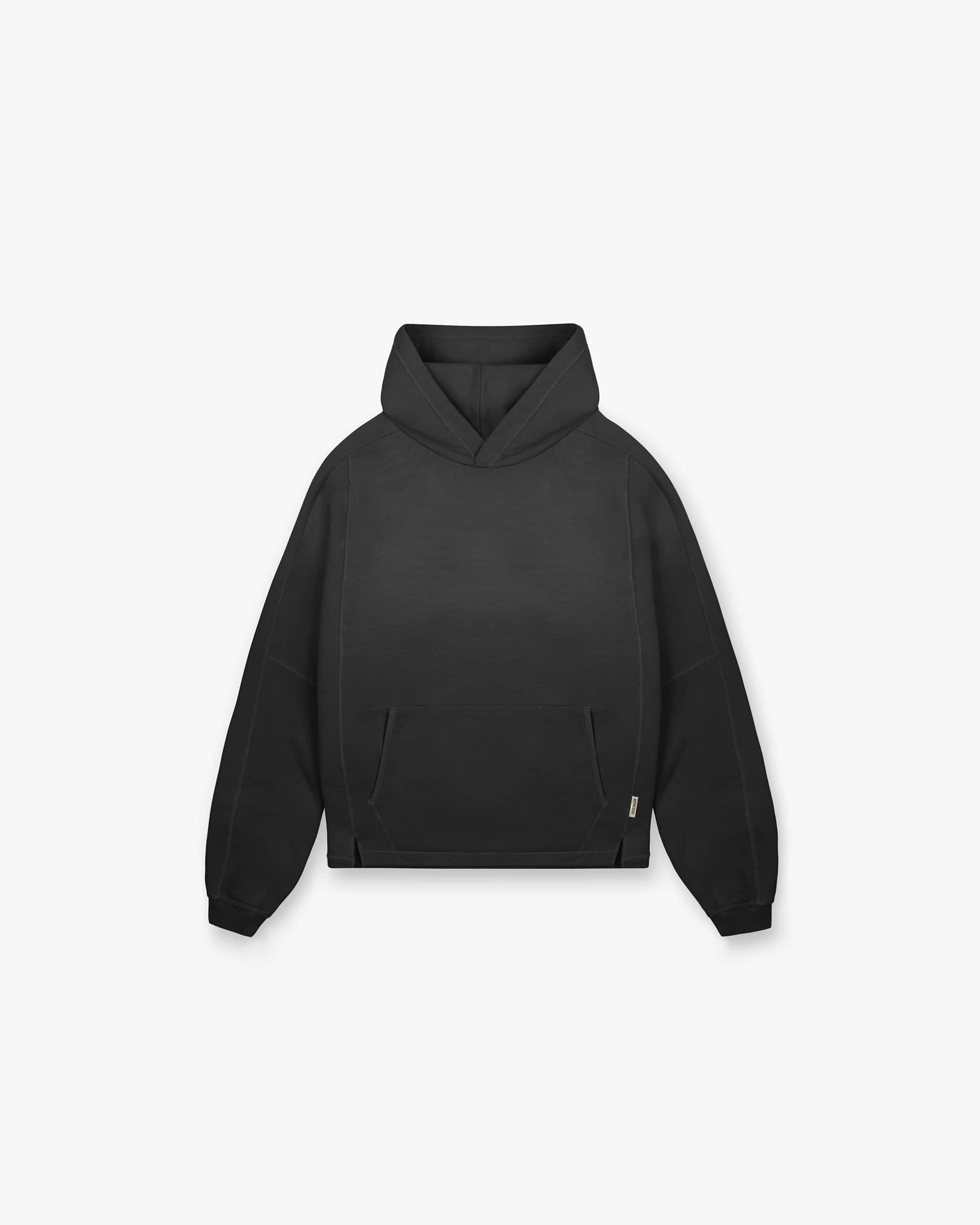 Stepped Hem Hoodie - Fleckiges Schwarz