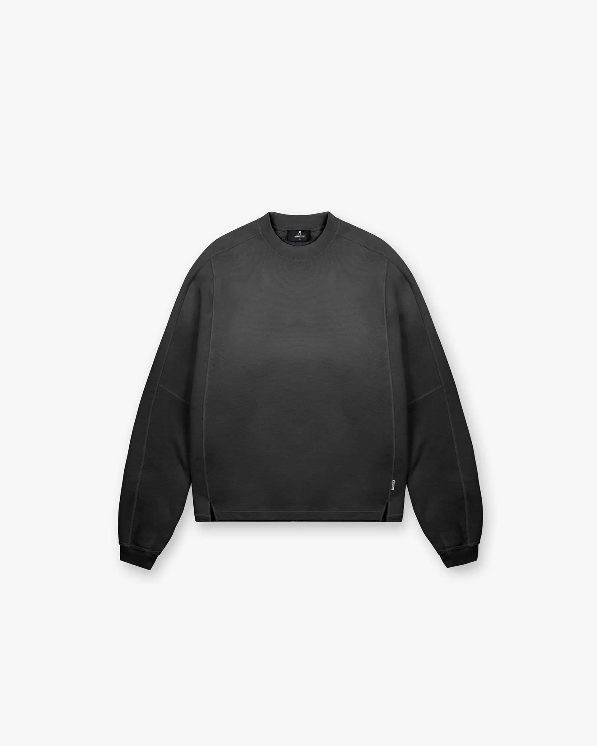 Stepped Hem Sweatshirt - Noir Taché