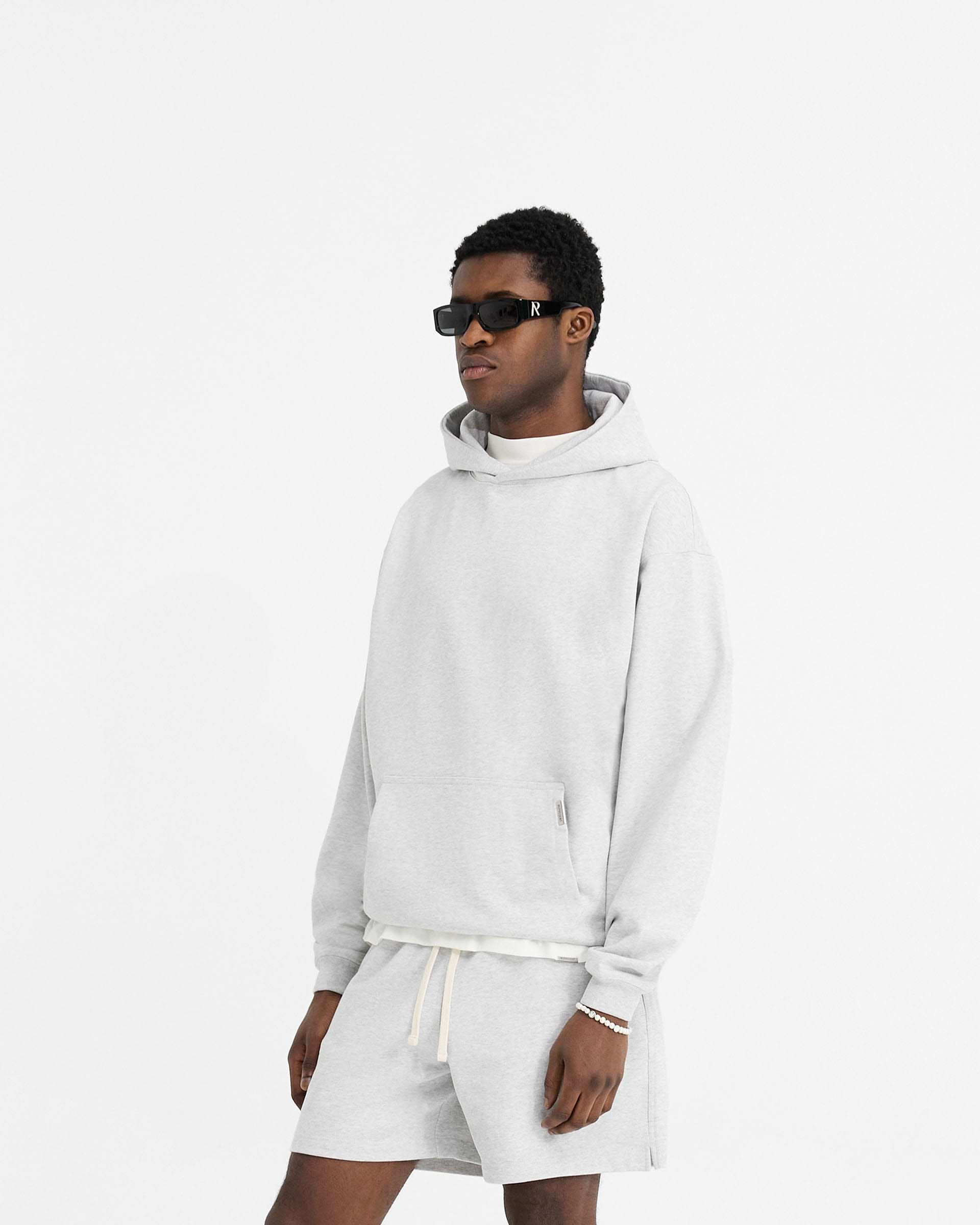 Initial Oversized Hoodie - EISGRAU MELIERT