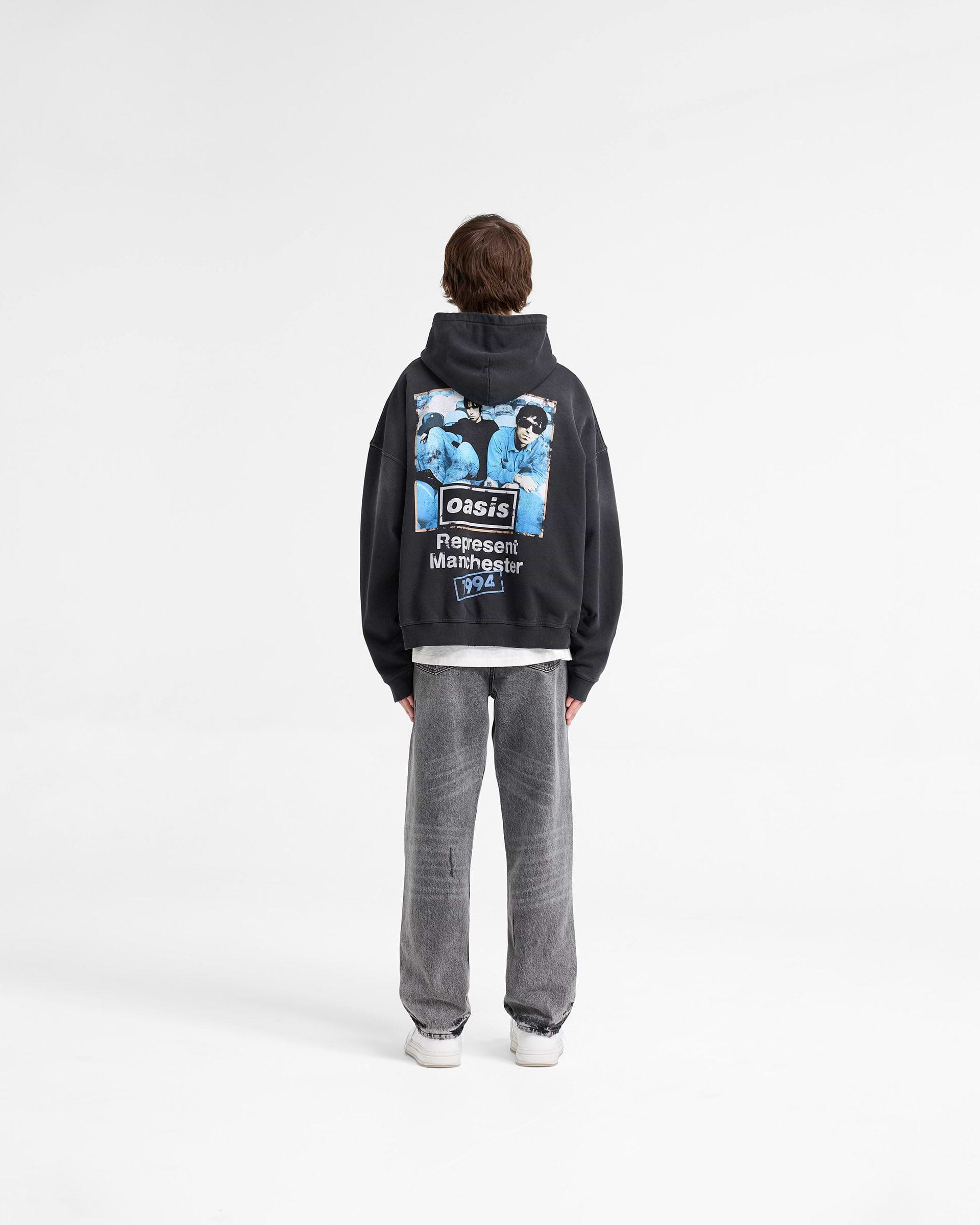 Represent X Oasis Maine Road Hoodie - Washed Black