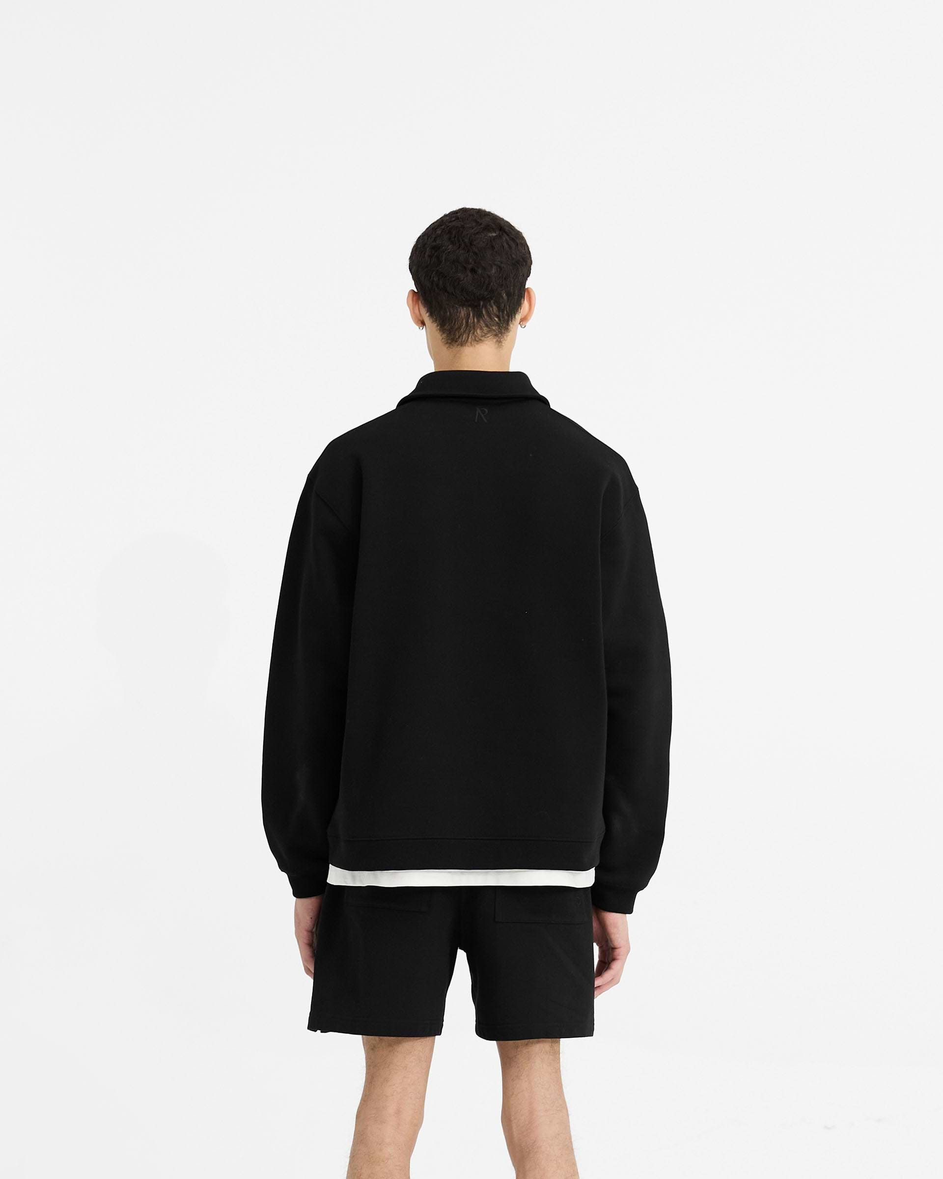 Initial Boxy Quarter Zip - Black