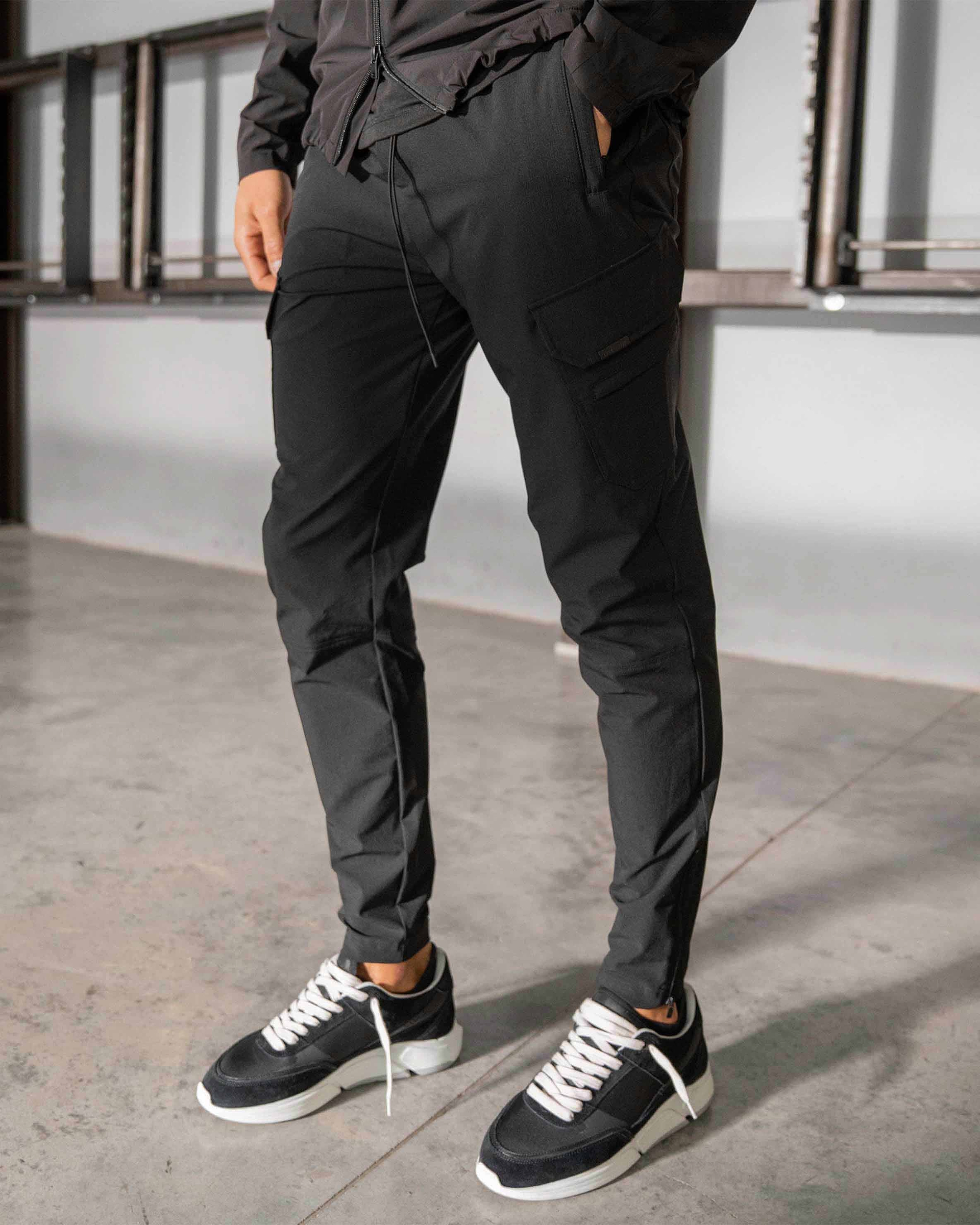 Men's Jogging Trackwear Pants Black Streetwear Pockets Wideband Baggy Fit