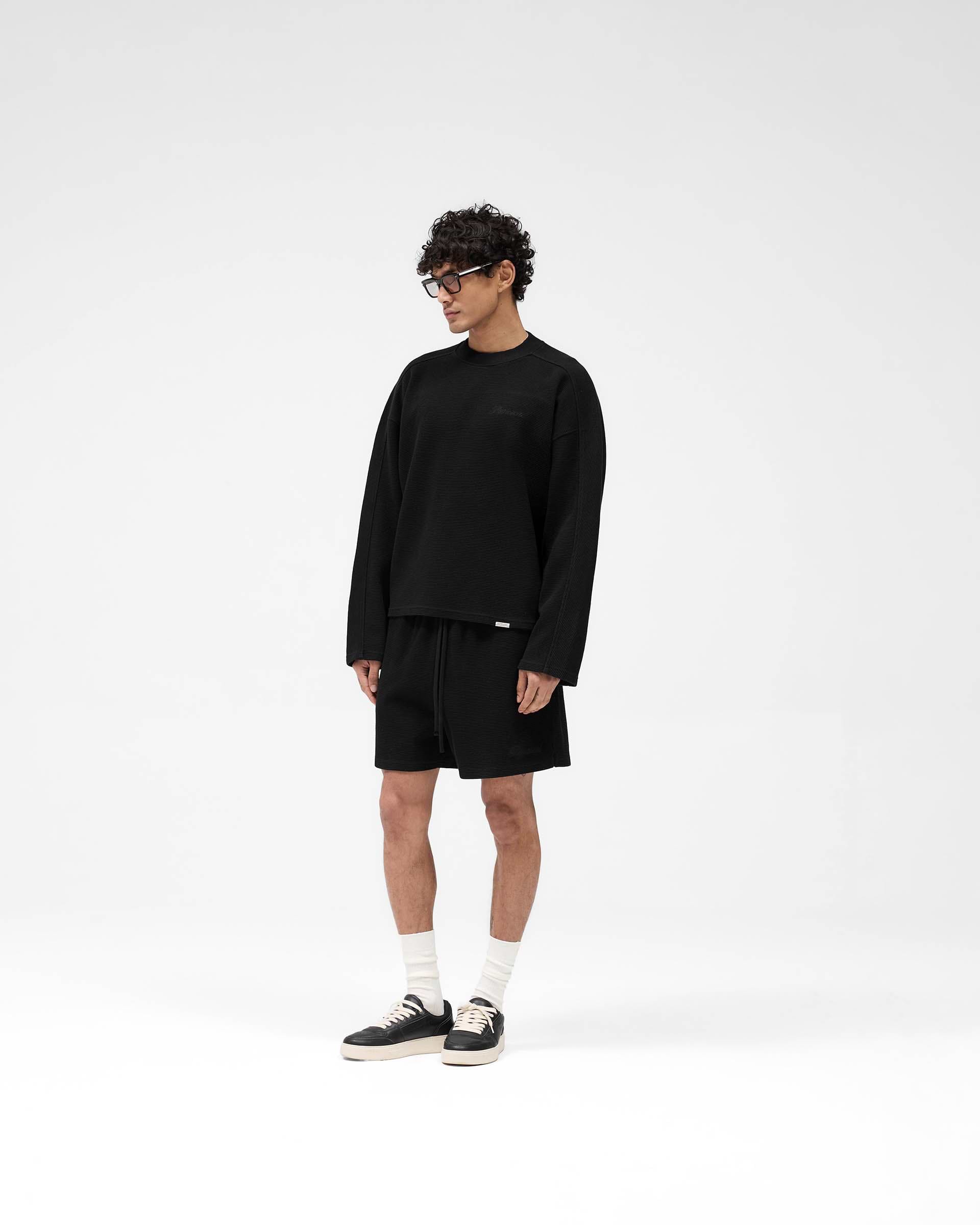 Black Waffle Long Sleeve T-Shirt | Mens T-shirts | REPRESENT