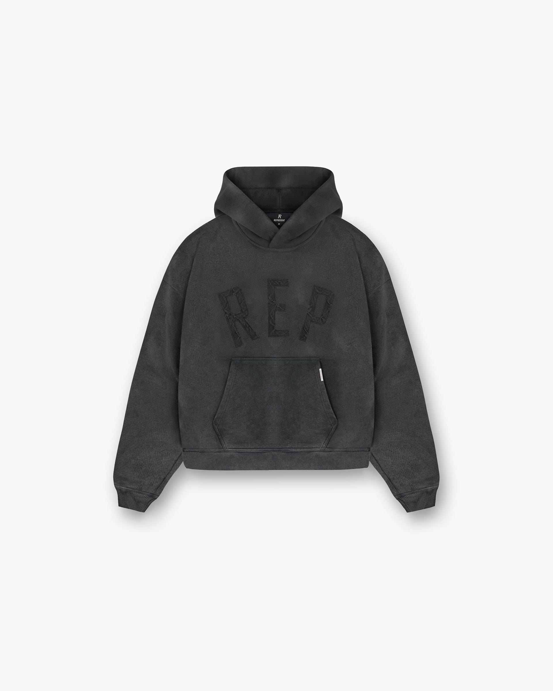 Rep Applique Hoodie - Noir Vintage