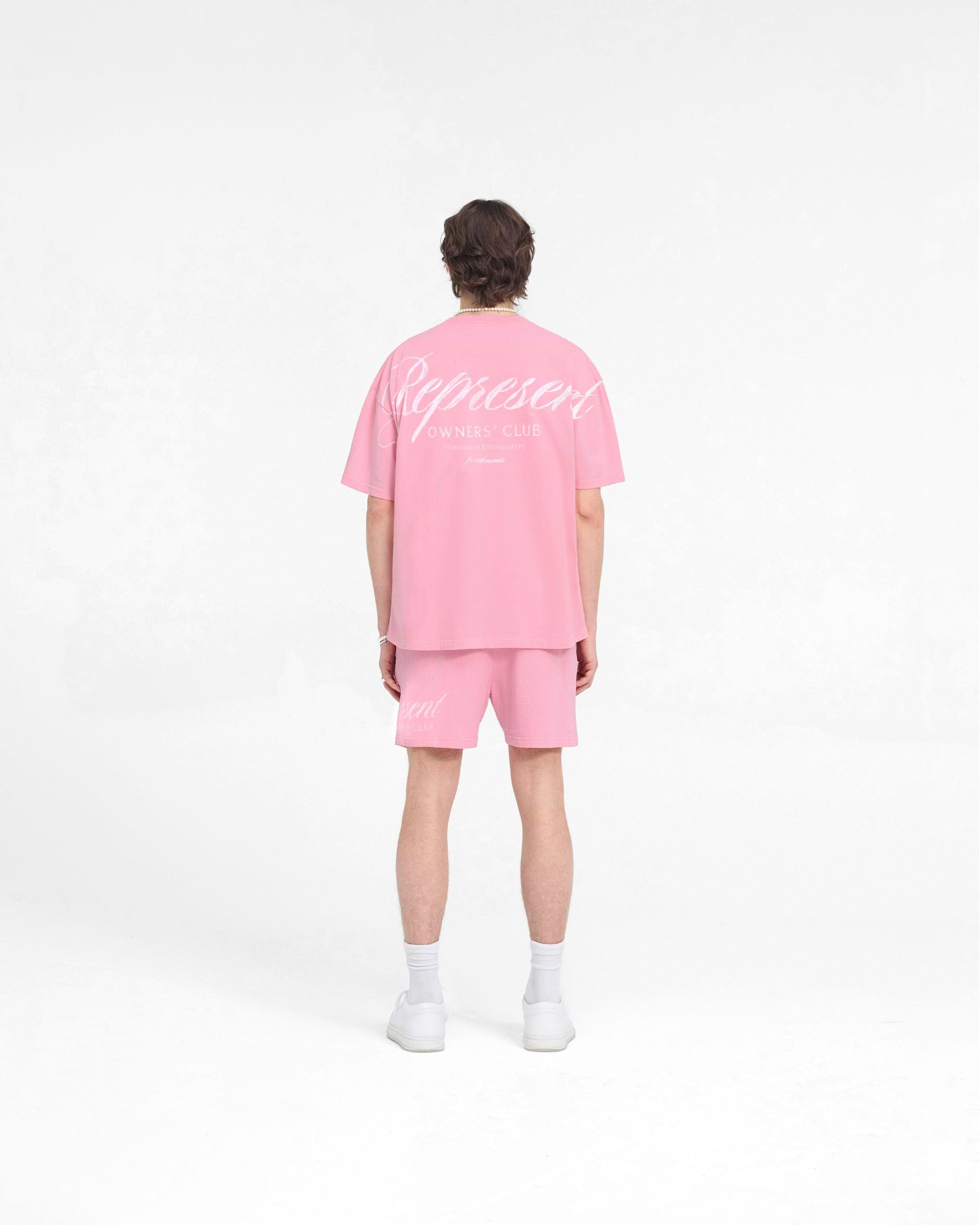 Represent Owners Club Script Mesh Shorts - Rosa