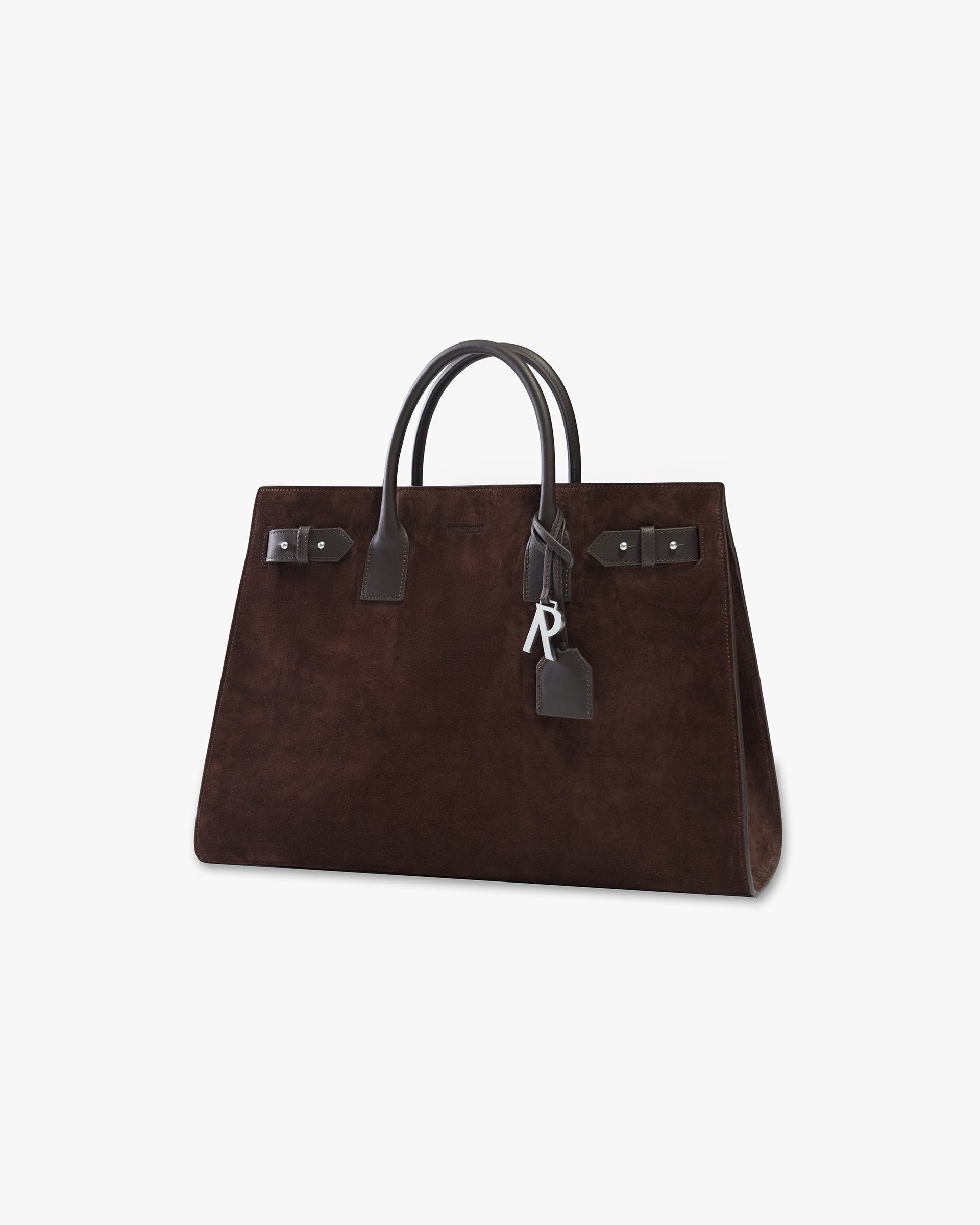 Suede Leather Tote Bag - Brown