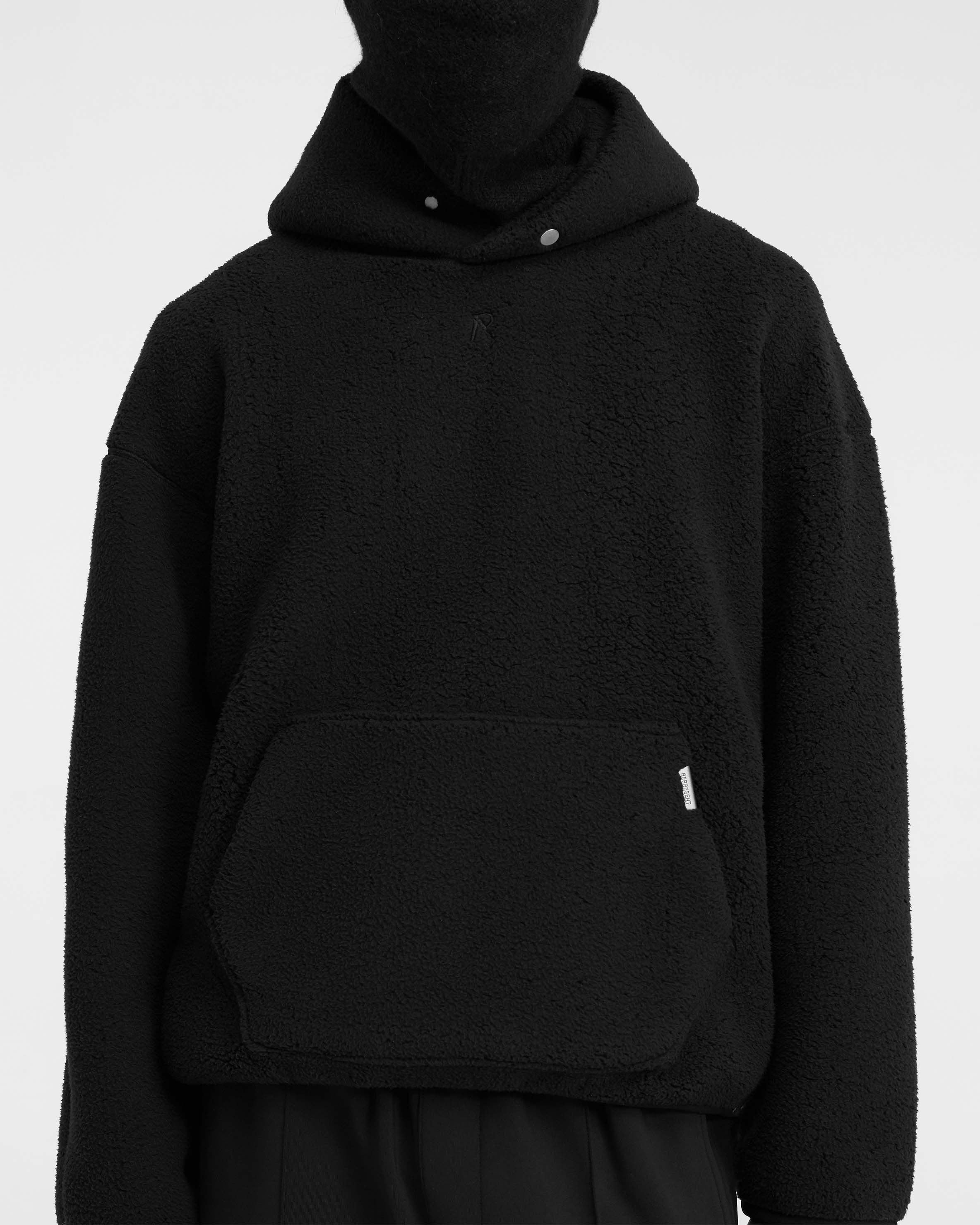 Sweat à capuche surdimensionné en polaire - Noir