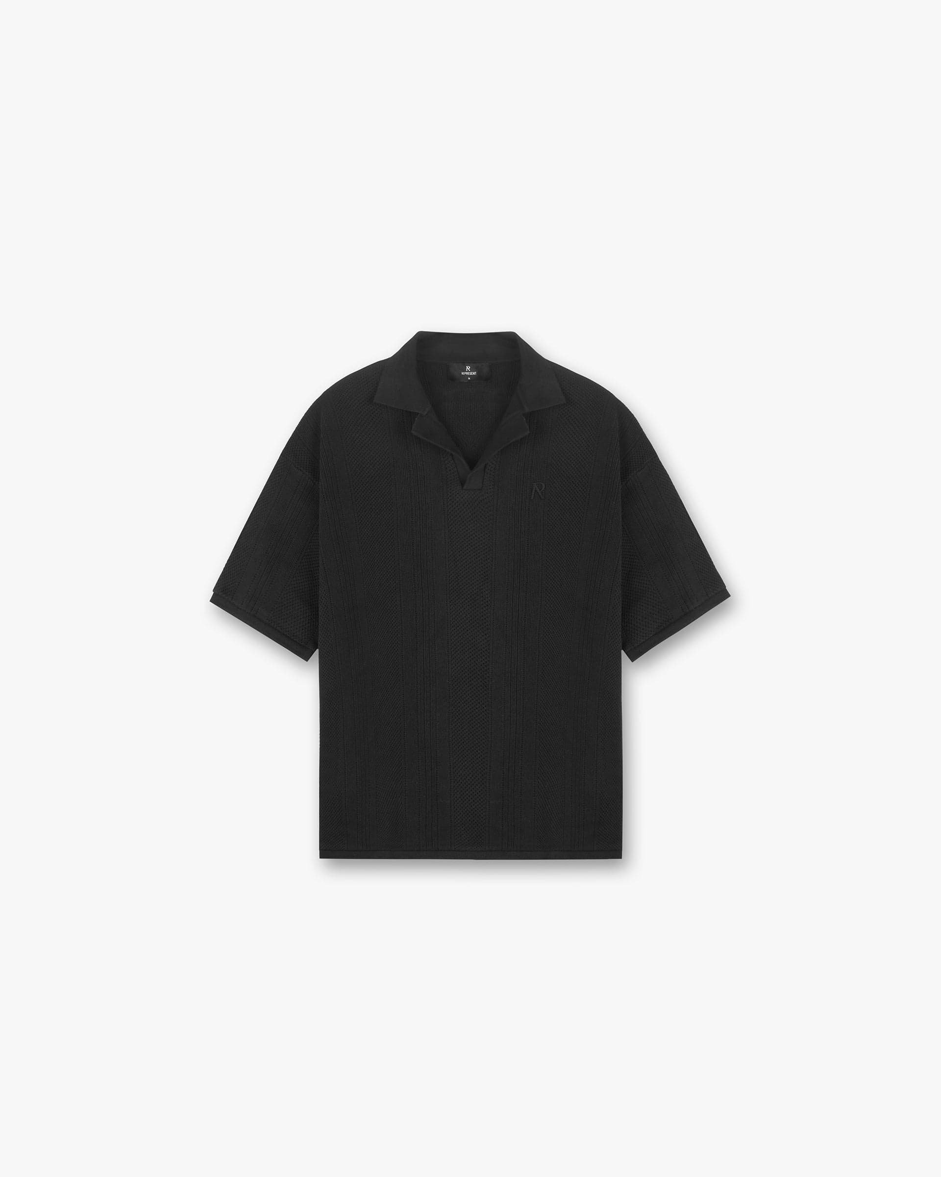 Open Stitch Polo - Schwarz