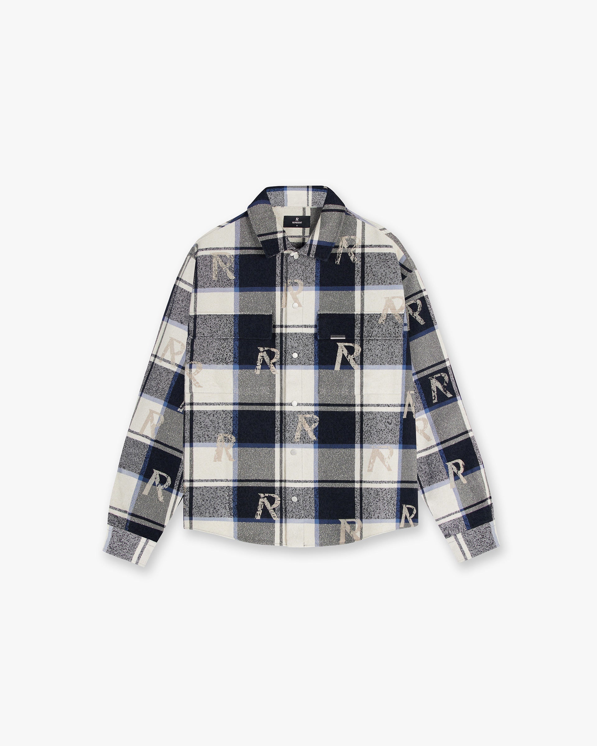 All Over Initial Flannel Shirt - Blau Kariert