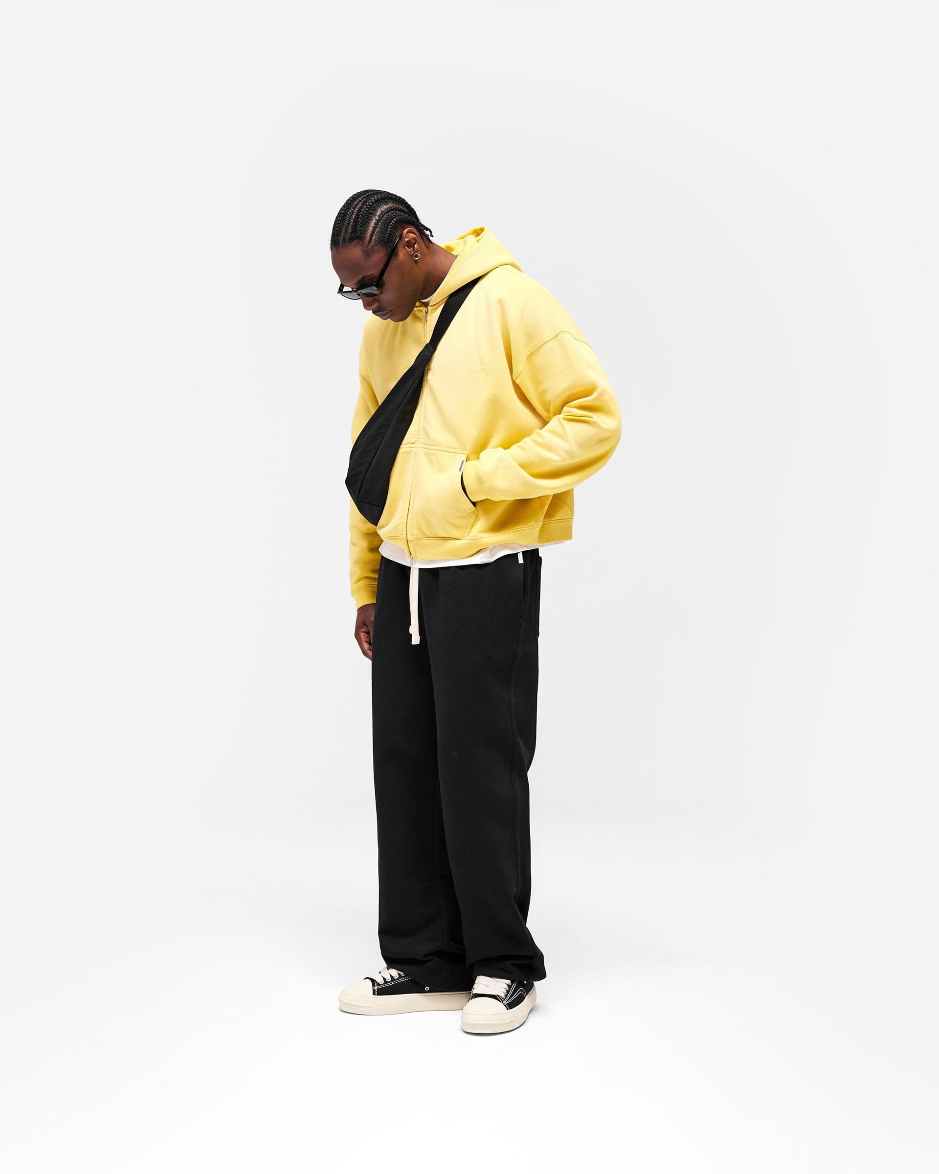 Initial Boxy Zip Through Hoodie - Canary Yellow