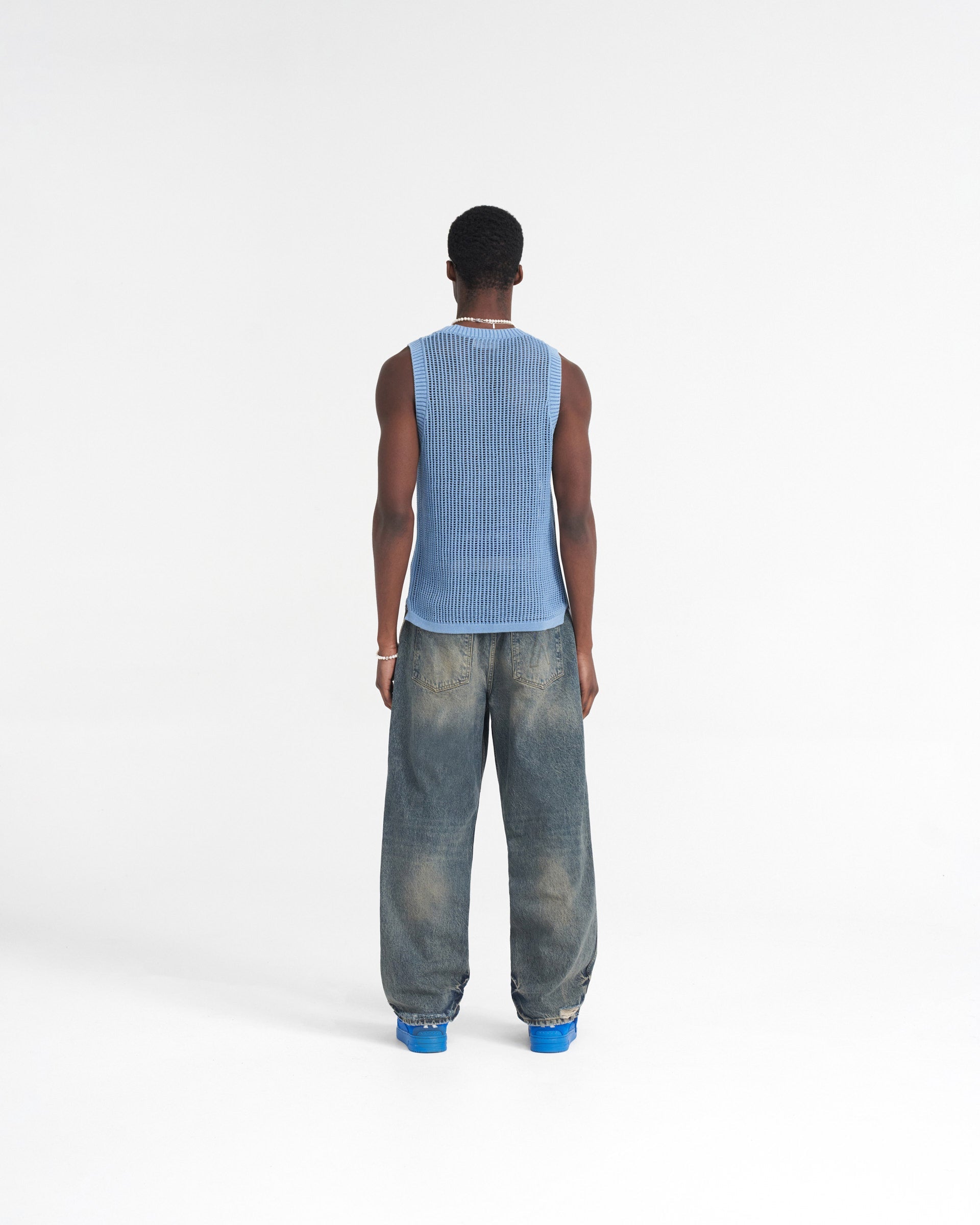 Washed Knit Vest - Himmelblau