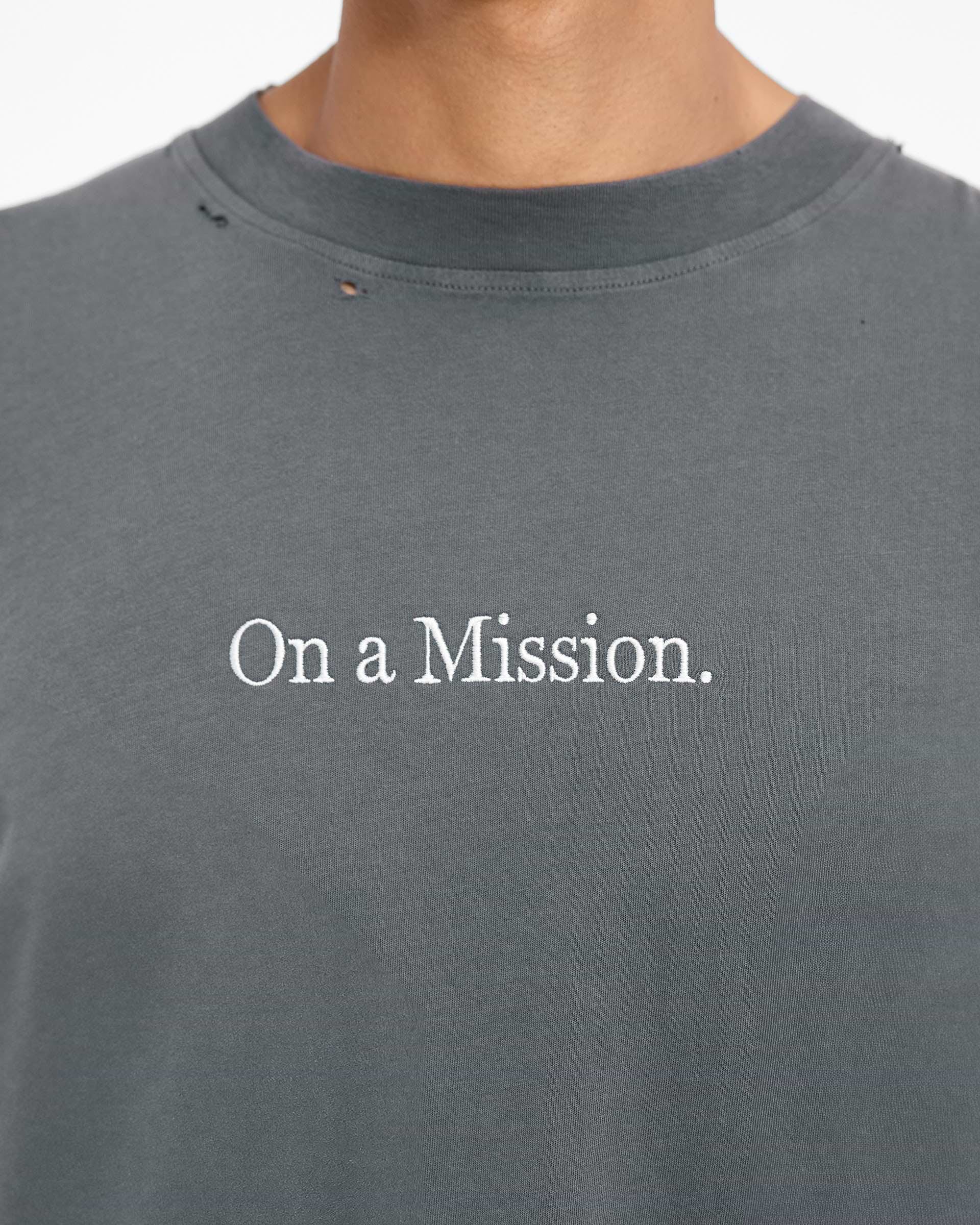 247 On A Mission Oversized T-Shirt | Aged Black | REPRESENT